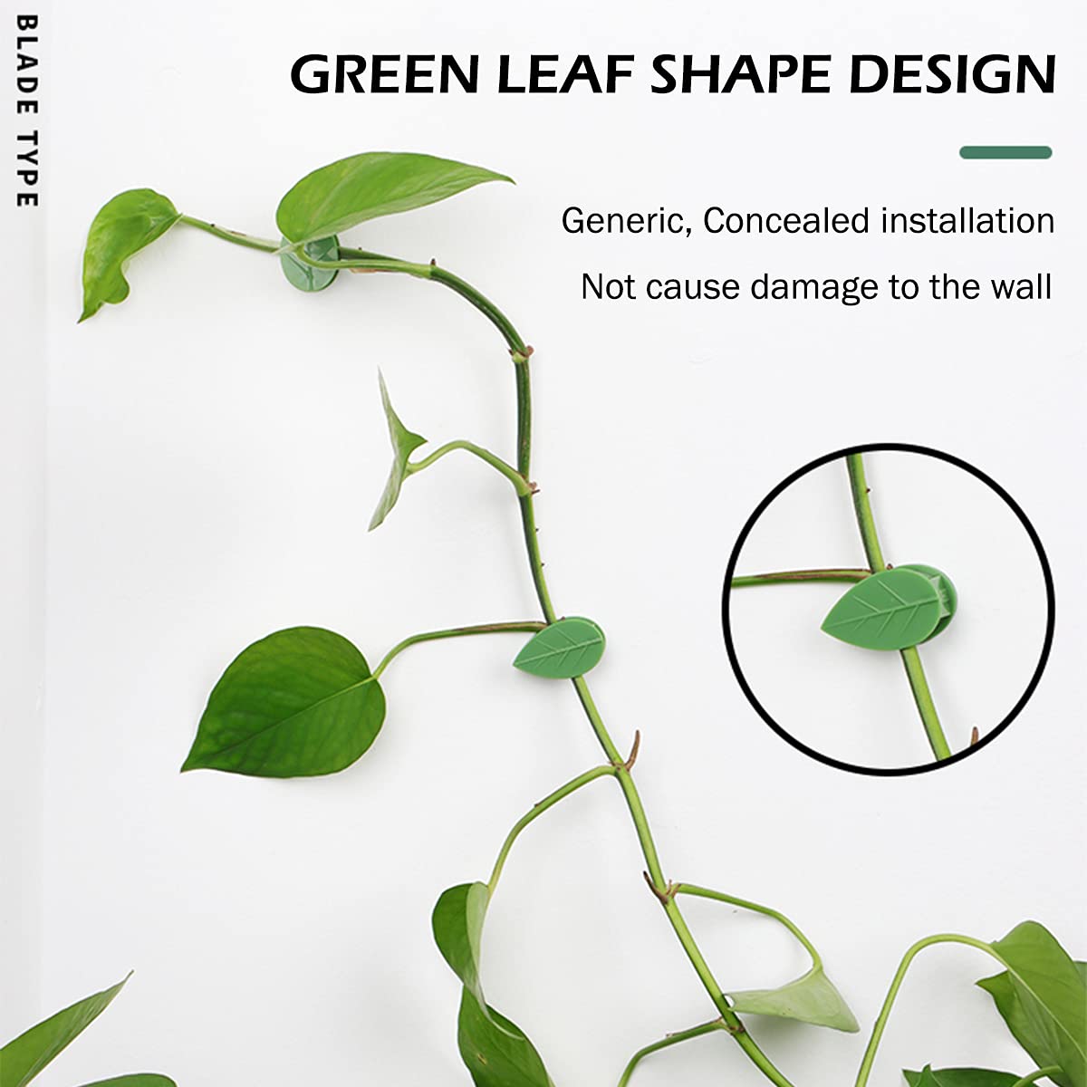LUCKJUJU 60 Pcs Plant Climbing Wall Fixture Clips Self-Adhesive Hook Vines Traction Clips Invisible Holder Garden Green Leaf Simulation Self-Adhesive Hook Wire Fixing Supporting