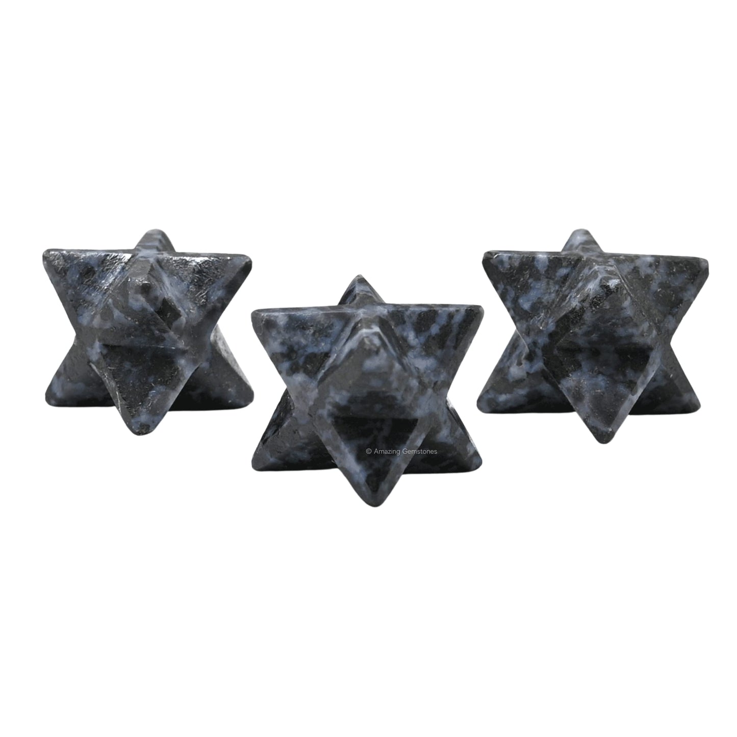 Amazing Gemstone Indigo Gabbro Merkaba Crystal - 0.75 Inches Metaphysical Merkaba Star for Meditation - Energetic Tetrahedron Crystal and Healing Stones for Spiritual Growth and Healing (15-20mm)