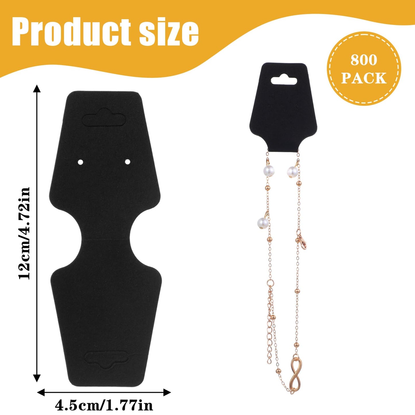 800 Pcs Necklace Display Cards Adhesive Jewelry Packaging Card Paper Keychain Display Card Hanging Bracelet Holder for Choker Earring Hairband Displaying Small Business Supplies (Black)