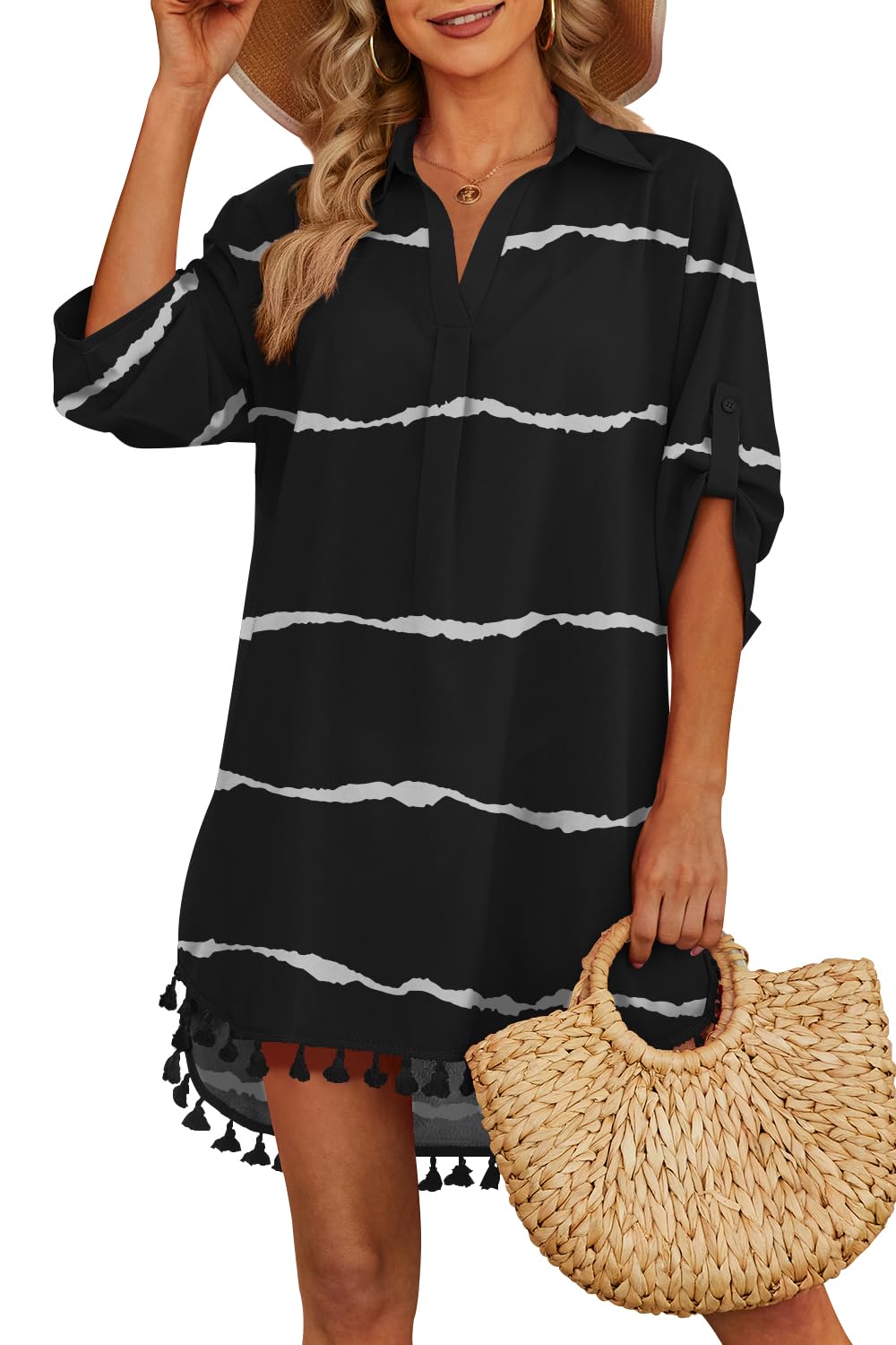 Yincro Women Swimsuit Cover Up Shirt 2025 Tassel Beach Bathing Suit for Swimwear Bikini Dress