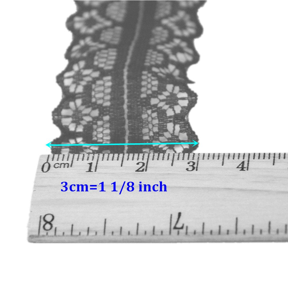50 Yards Gems Patterned Lace Ribbon Roll Floral Lace Trim Webbing Fabric Embelishment 1 1/8 inch Width for Jewelry Making DIY Craft Gift Wrapping Wedding Party Favours (Burgundy)