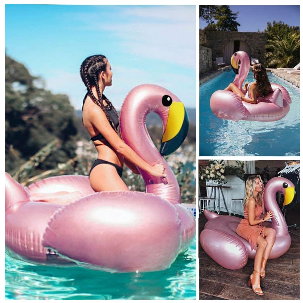 Jasonwell Giant Inflatable Flamingo Pool Float with Fast Valves Summer Beach Swimming Pool Floatie Lounge Floating Raft Outdoor Party Decorations Toys for Adults (XXXL)