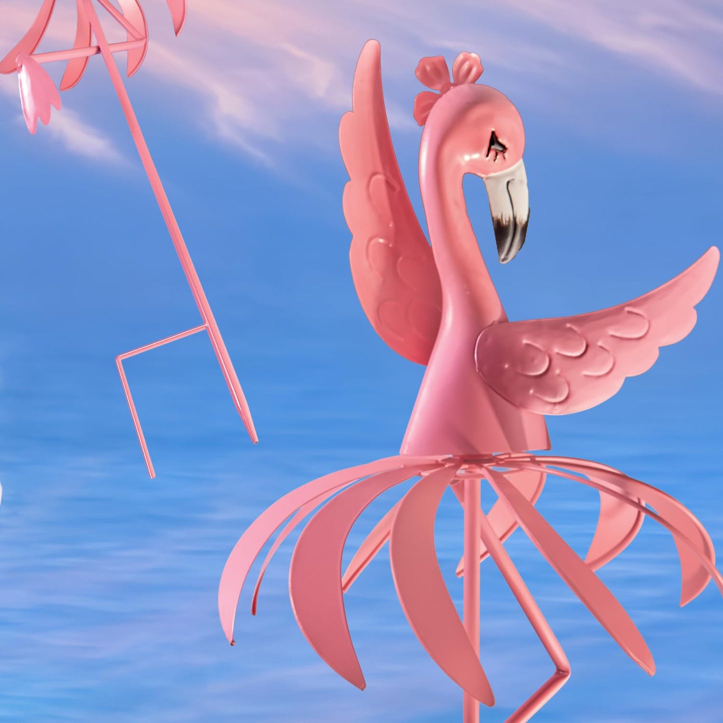 Bits and Pieces Pink Flamingo Wind Spinner - 38 Inch Outdoor Garden Decoration Rust-Resistant Windspinner Windmill Yard Art