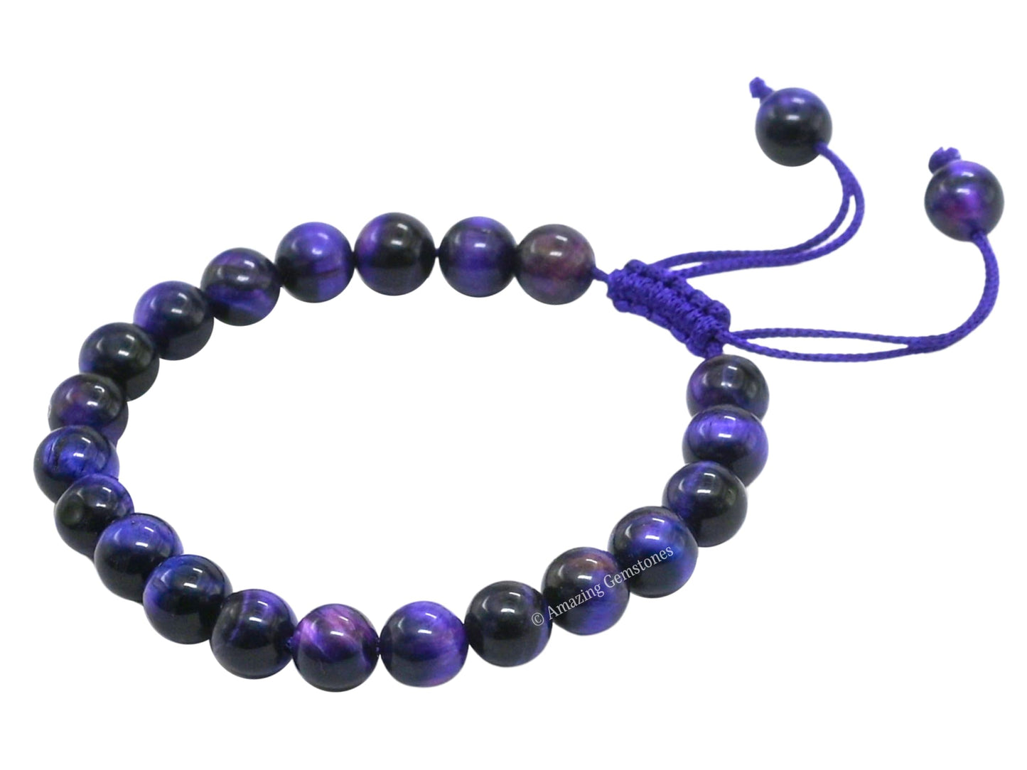 Amazing Gemstone Purple Tiger Eye Bracelet, Gifts For Men & Women - Protection Healing Crystal Bracelet - 8mm Gemstone Beaded Adjustable Bracelet, Pulseras Para Hombres Mujer Stocking Stuffers