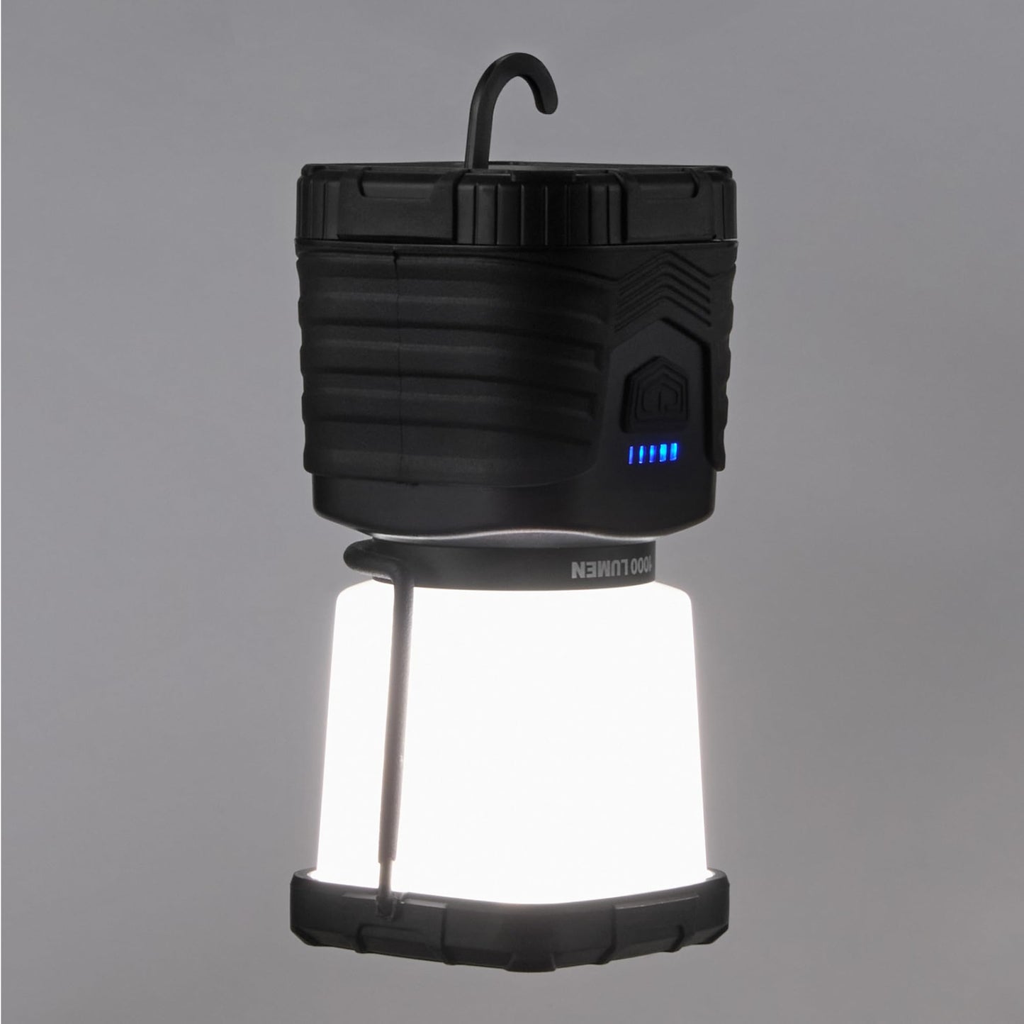 Amazon Basics Camping Essentials Lantern, 360-Degree 1000 Lumen LED, Adjustable Dimmable with 4 Lighting Modes, Water Resistant IPX4, Black (Batteries Not Included)