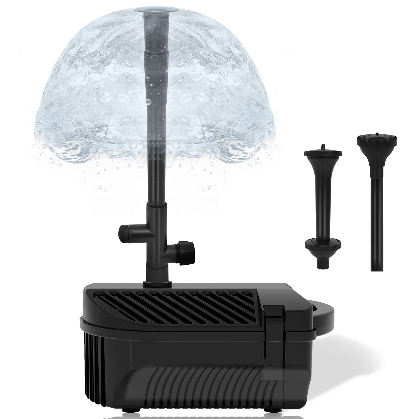 KioGro 1320GPH/100W Large Water Fountain Pump, Pond Pump Fountain Kits for Outdoor, Pond Equipment with 3 Nozzle Options, Adjustable Water Flow, IPX8 waterproof, Black