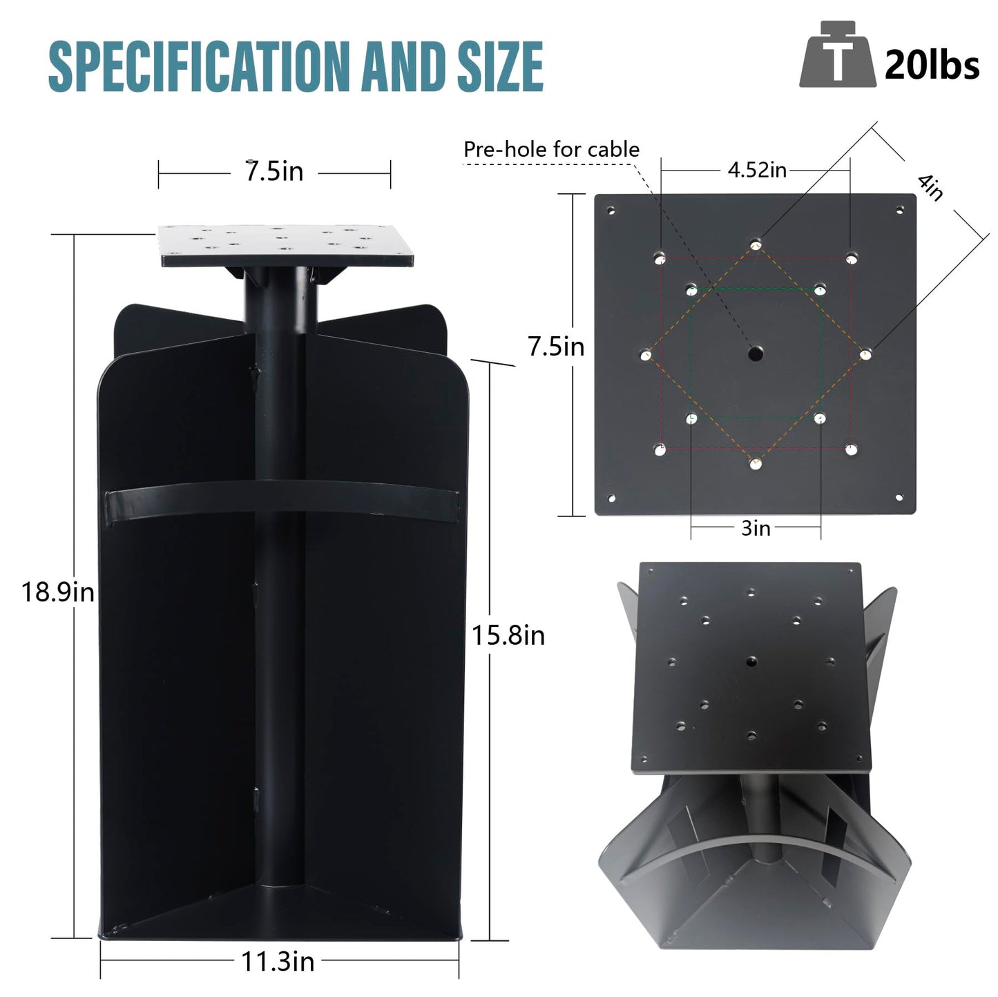 Wanhork In-ground Umbrella Base for Offset Cantilever Umbrellas, Stainless Steels Outdoor Umbrella Base, Upright Outdoor Umbrella Holder