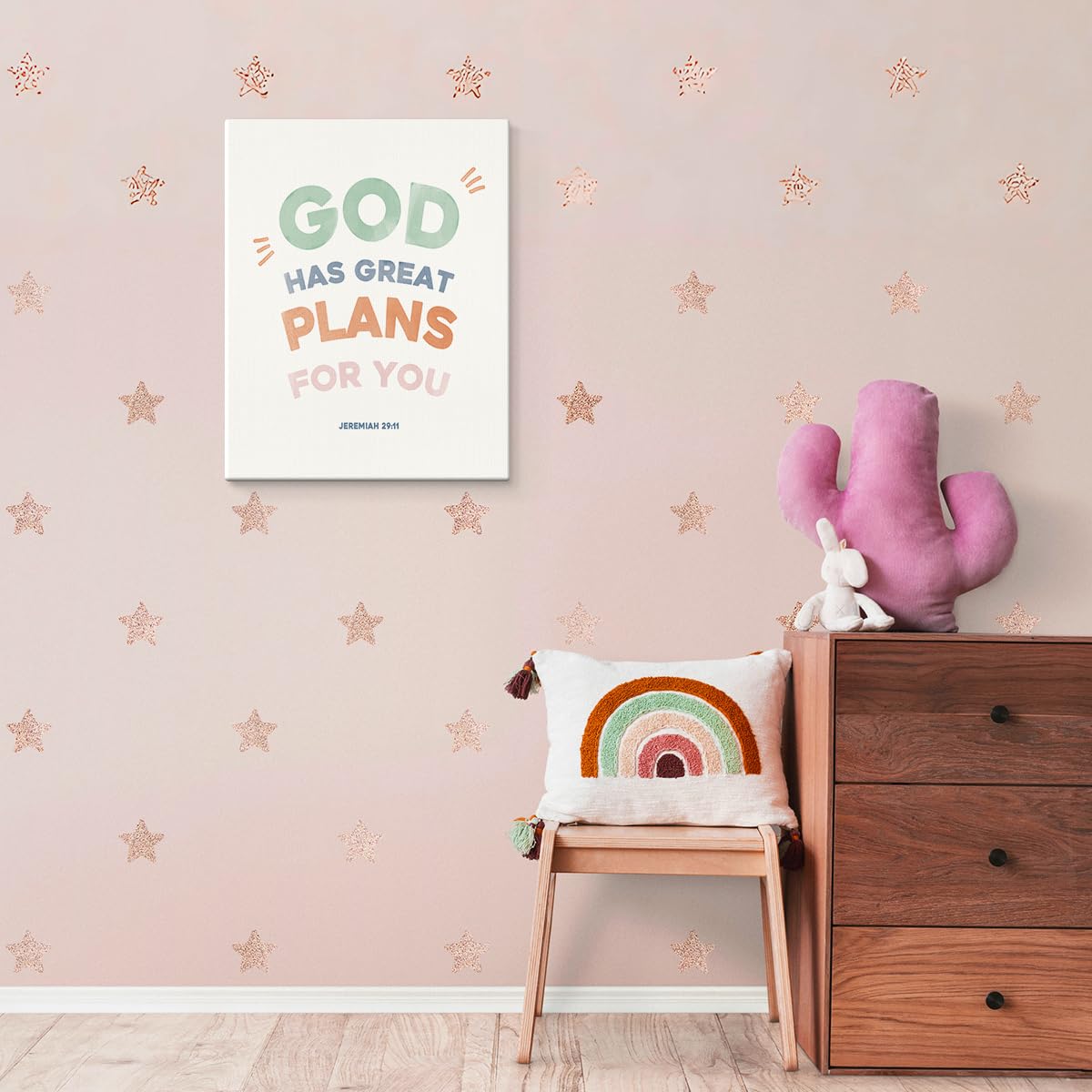 SZERE Bible Christian Boho Canvas Art Decor Posters Prints,Inspirational Bible Verses Room Bedroom Bathroom Playroom Dorm Classroom Canvas Wall Decor Aesthetic for Nursery Kids Teen Girls Gifts,God Has Great Plans For You,11x14 Inch Set of 4 Pcs Christian