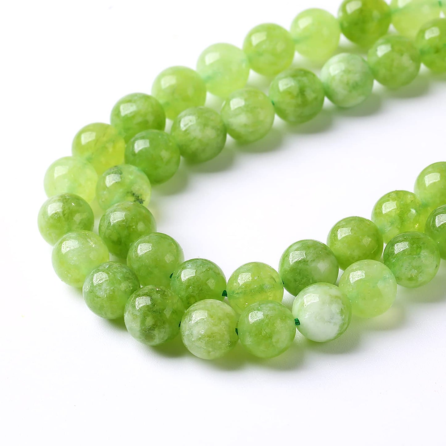 36pcs 10mm Natural Peridot Green Lace Jades Beads Round Loose Spacer Beads for Jewelry Making DIY Bracelets Crystal Energy Healing Power Stone 15 Inch(10mm, Green Peridot Jade)
