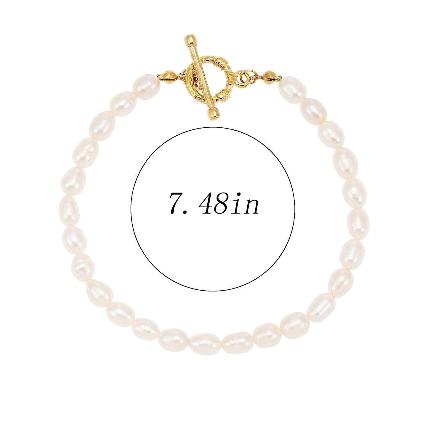 Sylph 5mm Pearl Bracelets for Women, Baroque Pearl Beaded Bracelet Beach Jewelry Bride Gifts for Wedding Birthday Anniversary, 7 Inch