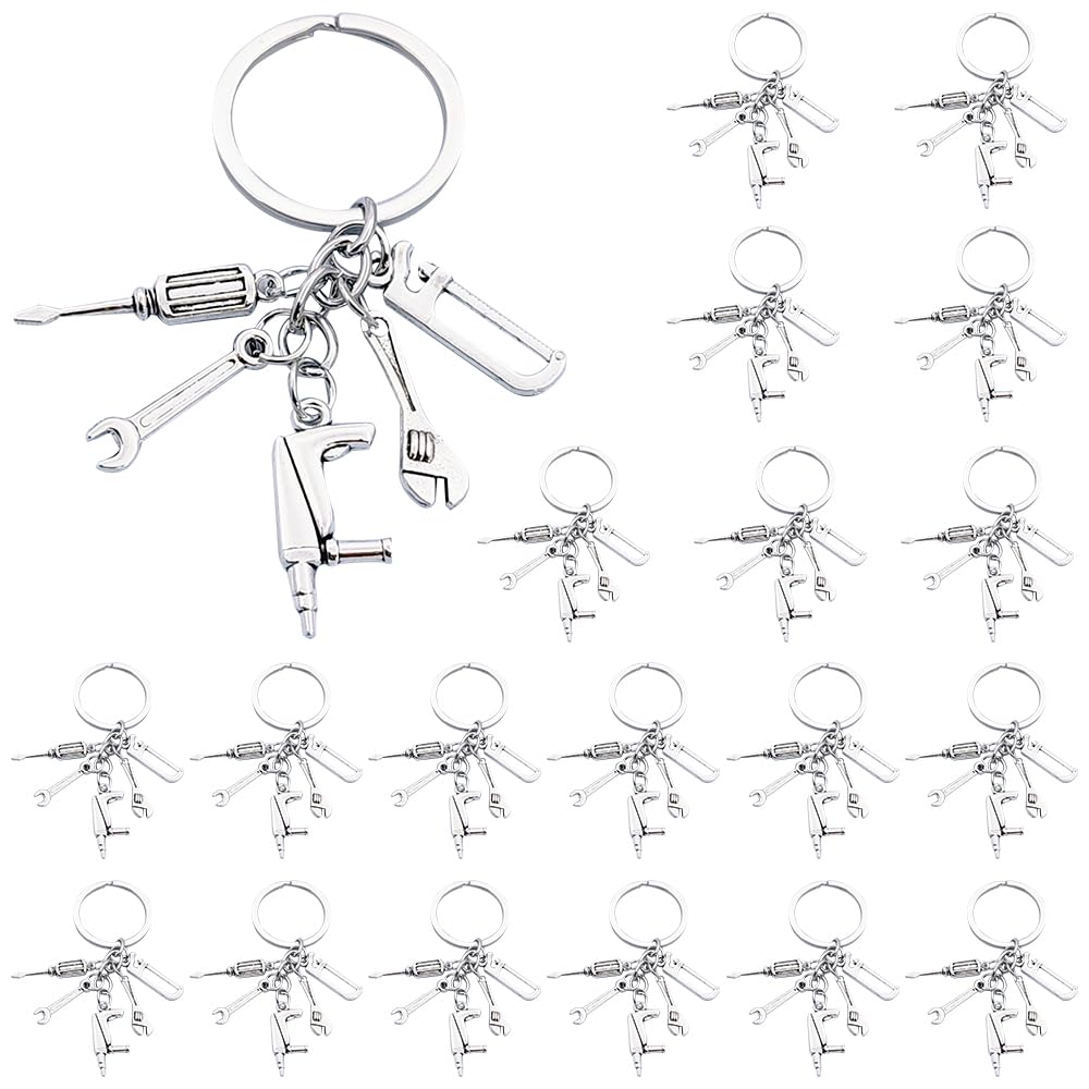 iMagitek 20Pcs Dad Grandpa Toolbox Keychains Screwdriver Wrench Saw Keychains for Father Grandpa Men's Keying Gifts Father's Day Birthday Gifts