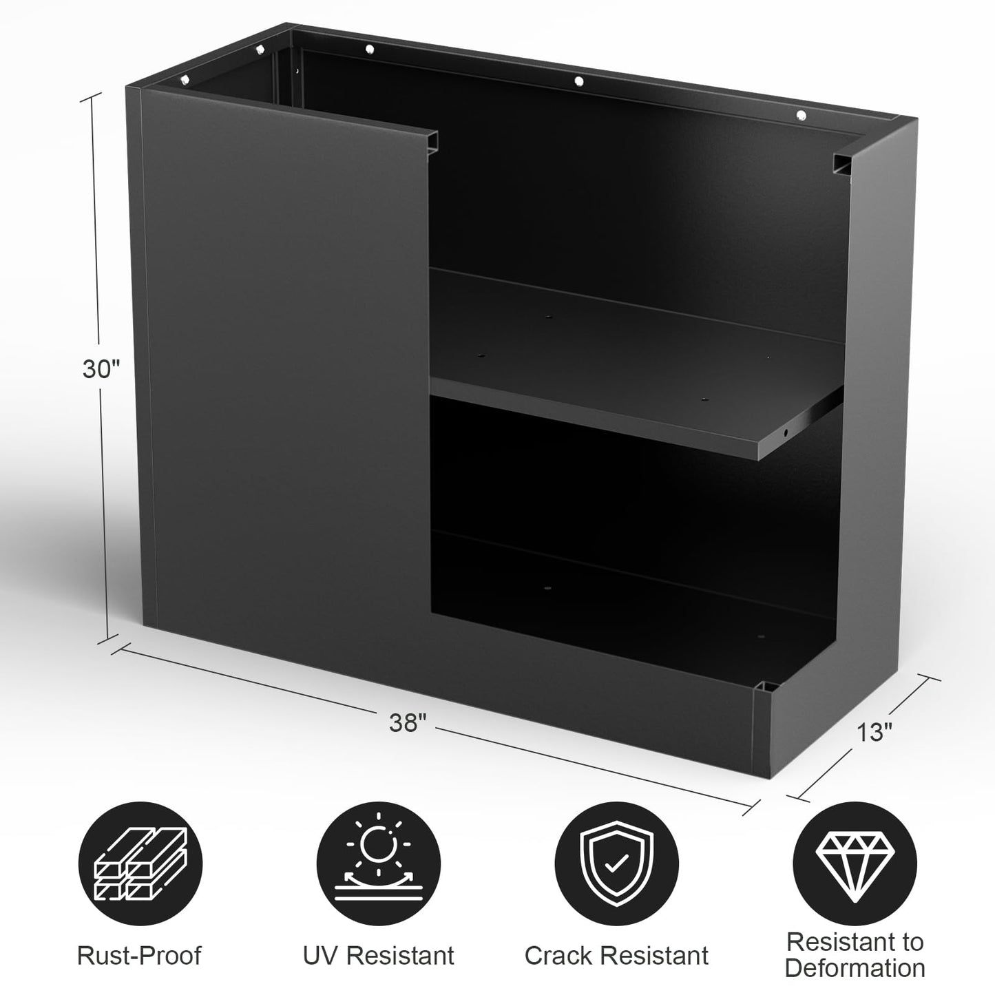 Baotree Metal Large Planter Box 38" L x 13" W x 30" H, Heavy Duty Tall Rectangle Outdoor Planter Box with Removable Insert Shelves for Porch, Garden, Patio, Yard (Black)