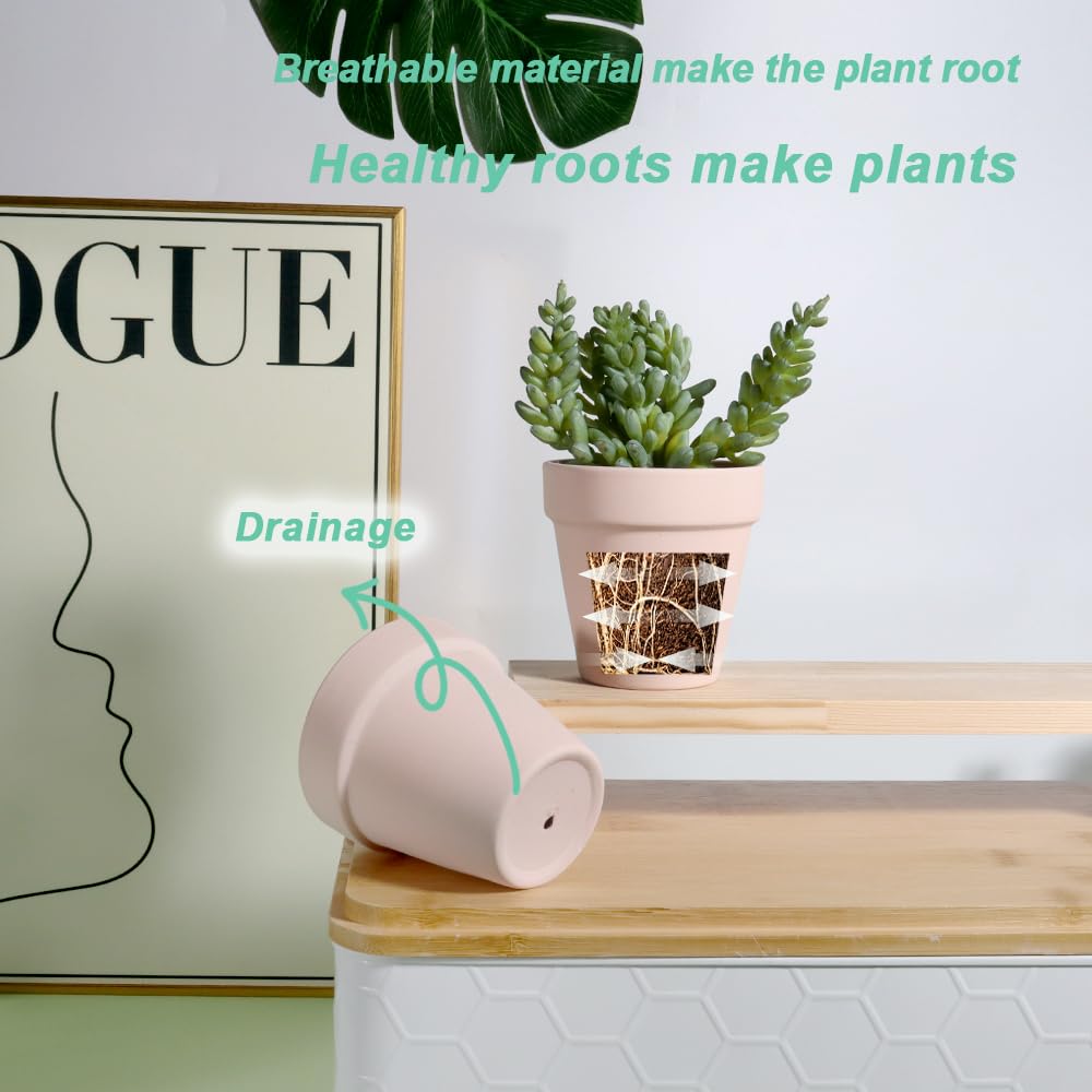 vensovo 3 Inch Pink Terra Cotta & Terracotta Pots with Drainage - 20 Pack Clay Flowerpots, Succulent Nursery Planter Great for Plants, Crafts, Wedding Favor
