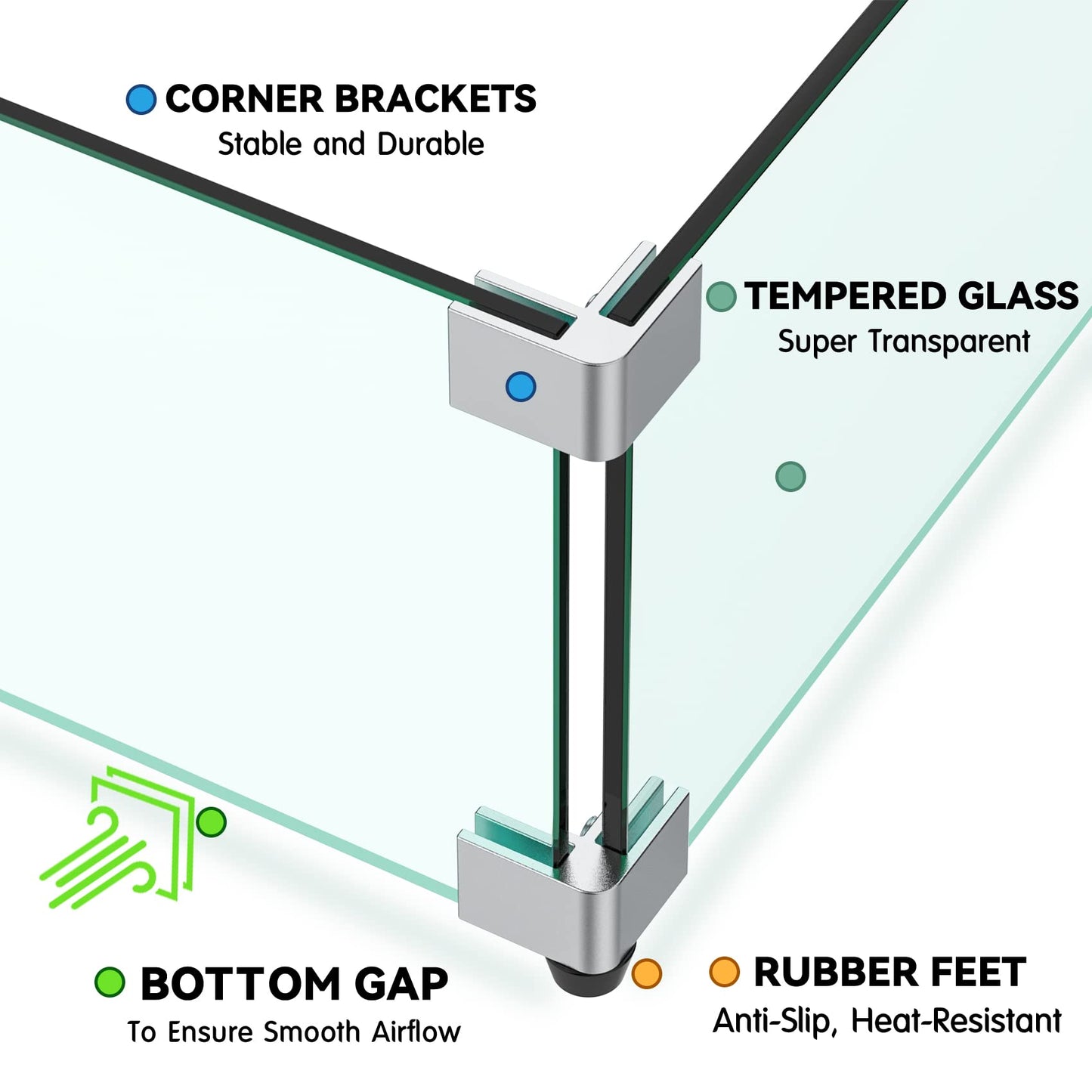 Skyflame 30 x 14 Inches Rectangular Fire Pit Glass Wind Guard for Outdoor