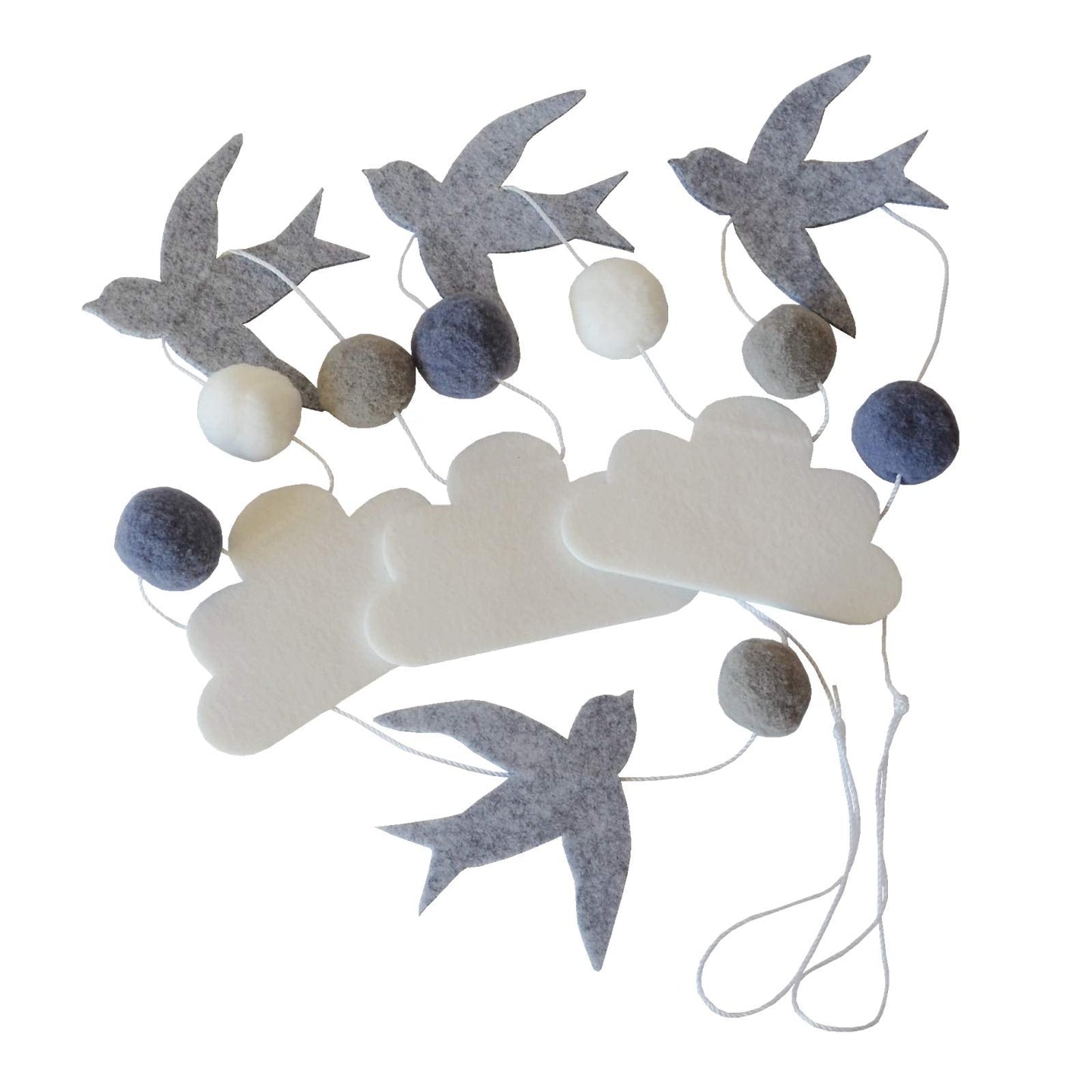 Baby Crib Mobile – Wooden Hanging Nursery Baby Mobile for Crib, Nursery Decor for Boys & Girls, Perfect Shower Gift (Grey Birds w/Garland) Also Fits Bassinets, Sorrel + Fern