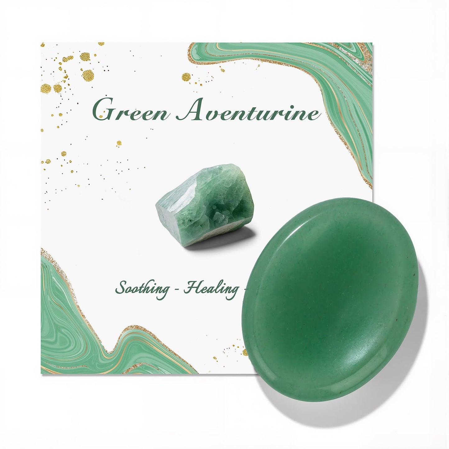 GolbalJew Green Aventurine Thumb Worry Stone for Anxiety Healing Crystals Sets, Hand Carved Crystals and Healing Stones, Meditation Crystal Reiki Natural Relax Palm Stone for Anxiety Therapy Relief