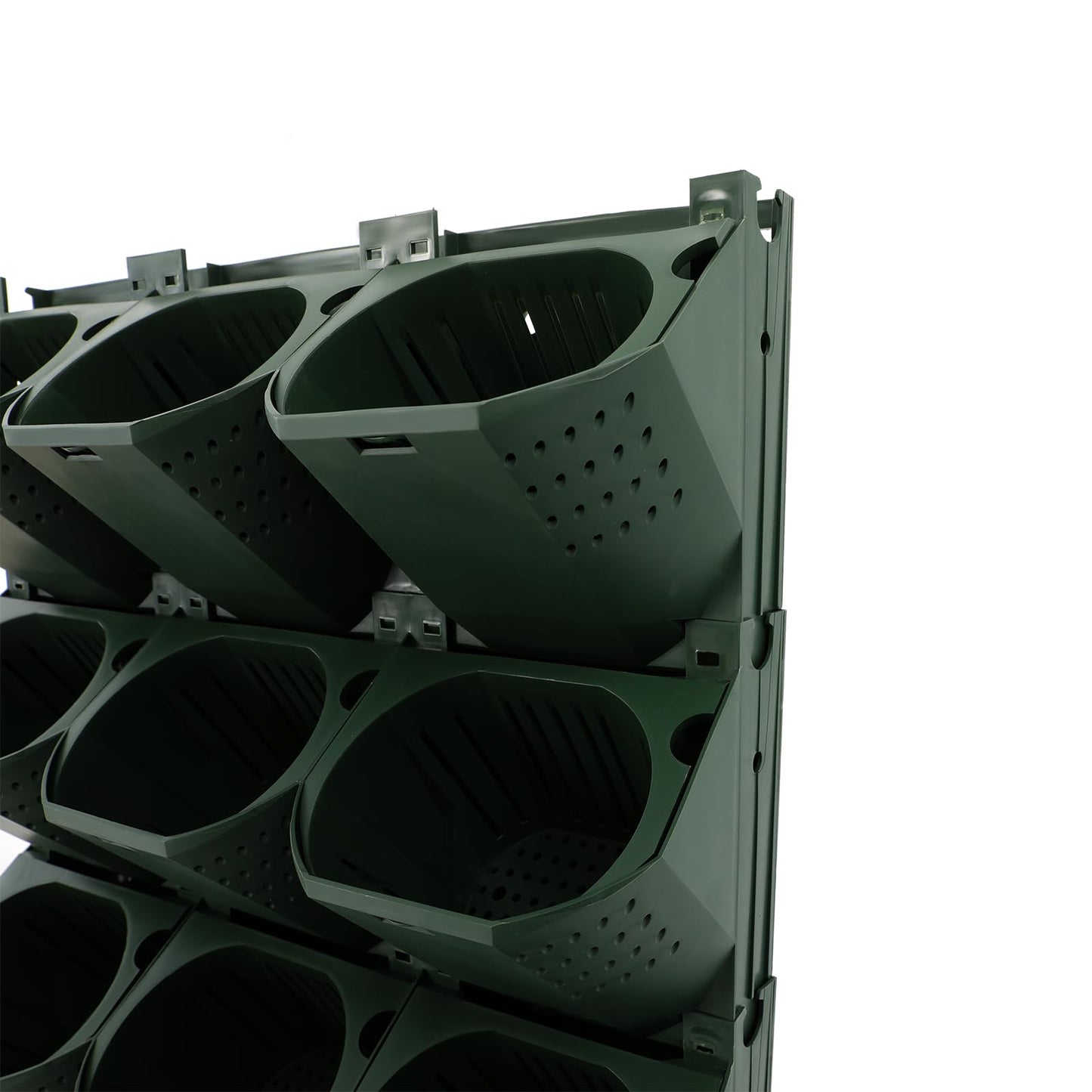 kunghei 36-Pot Wall Mounted Planter – Vertical Wall Planter with Water Storage Layer, Stackable Flower Pot Holder for Indoor Outdoor Garden Balcony (12 * 3-Pot) (Army Green)
