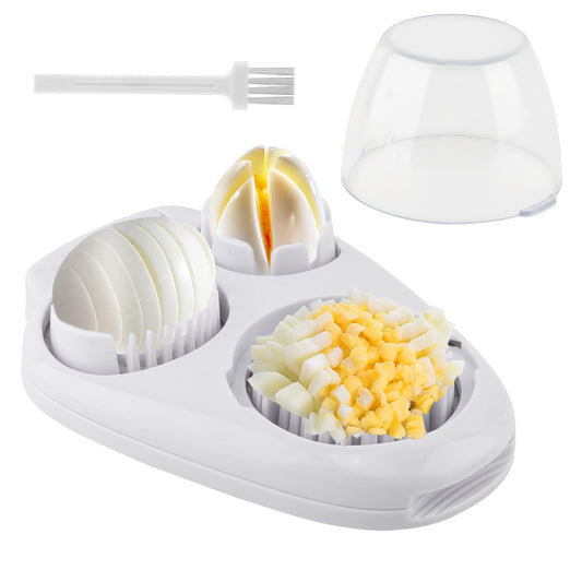 3-In-1 Egg Slicer for Hard Boiled Eggs,Stainless Steel Egg Cutter with 3 Cutting Modes,Multipurpose Kitchen Gadget,Dicer for Butter Strawberry,Mushroom,Banana,Cherry,Tomato