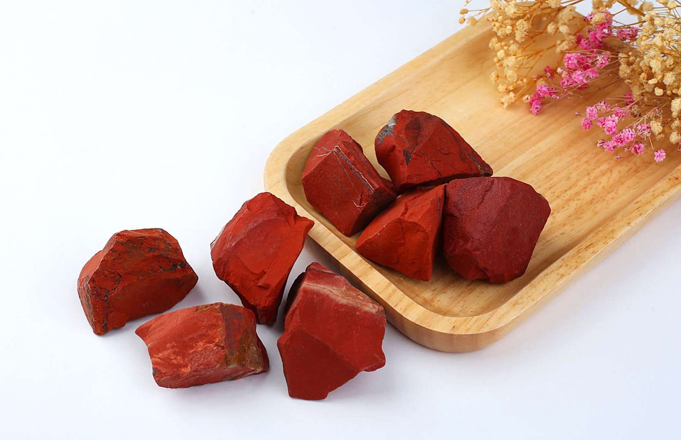 LAIDANLA Red Jasper 2" Natural Rough Stones Crystal Large Raw Crystals Bulk Healing Gemstones for Reiki Healing Tumbling Fountain Rocks Wire Wrapping Decoration Cabbing Lapidary 4PCS 0.55lb