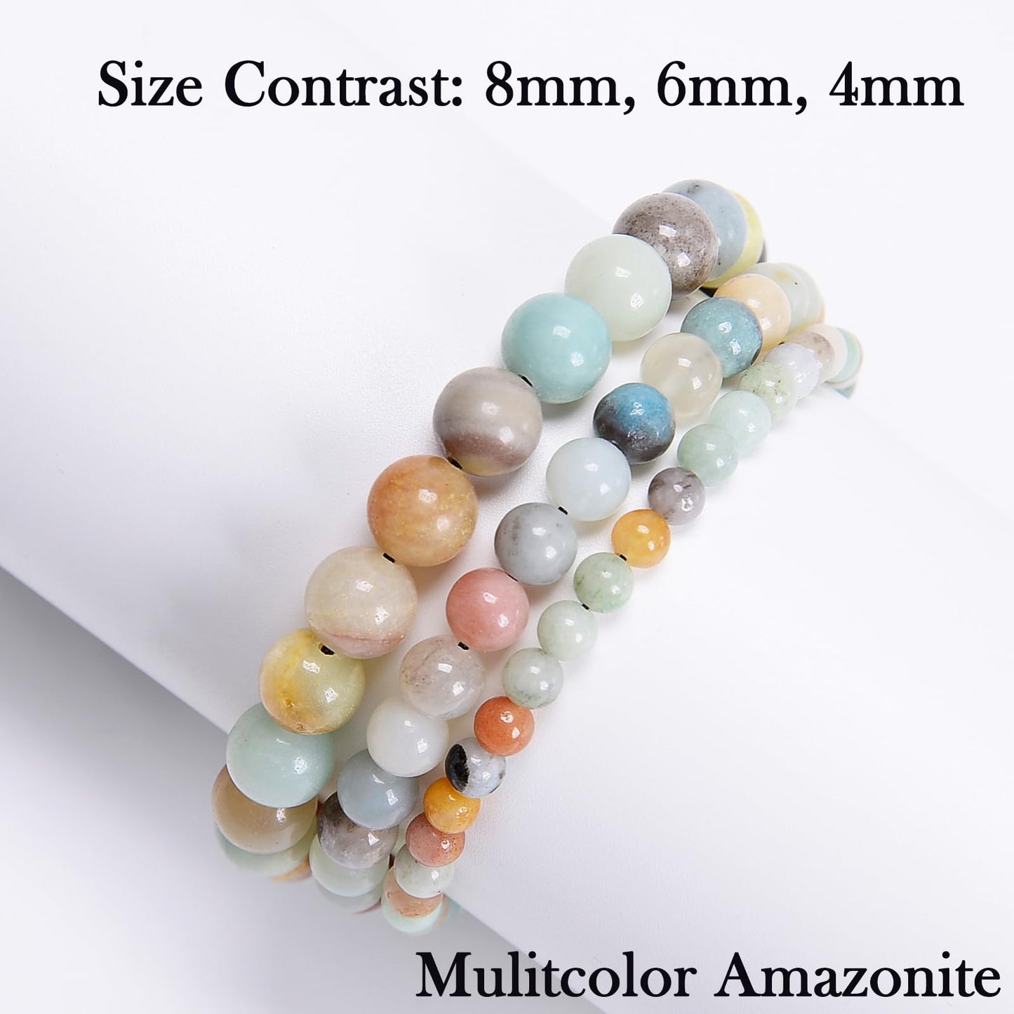 CHCCOYE 8mm Handmade Adjustable Natural Gemstone Crystal Bracelet Healing Power Energy Inspirational Gifts with Card for Unisex (Mulitcolor Amazonite)