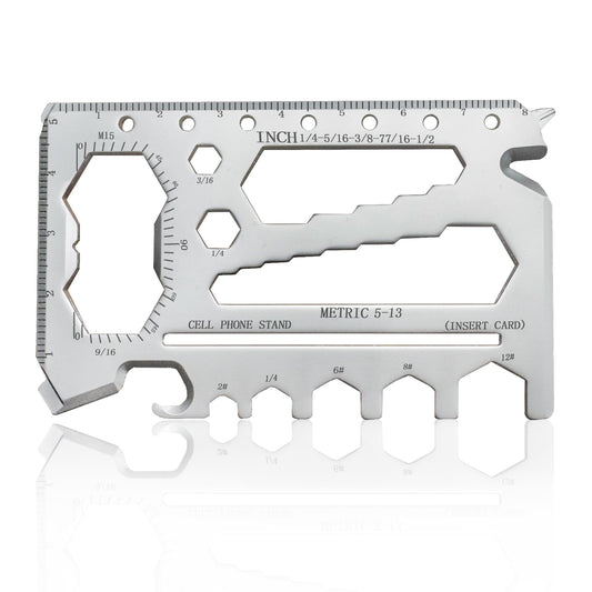 ANBSHUN 40-in-1 Credit Multitool Card 2Pack – TSA Compliant EDC Tool Cards, Thickening type tough Pocket Survival Wallet Tools Gift For Man(Silver)
