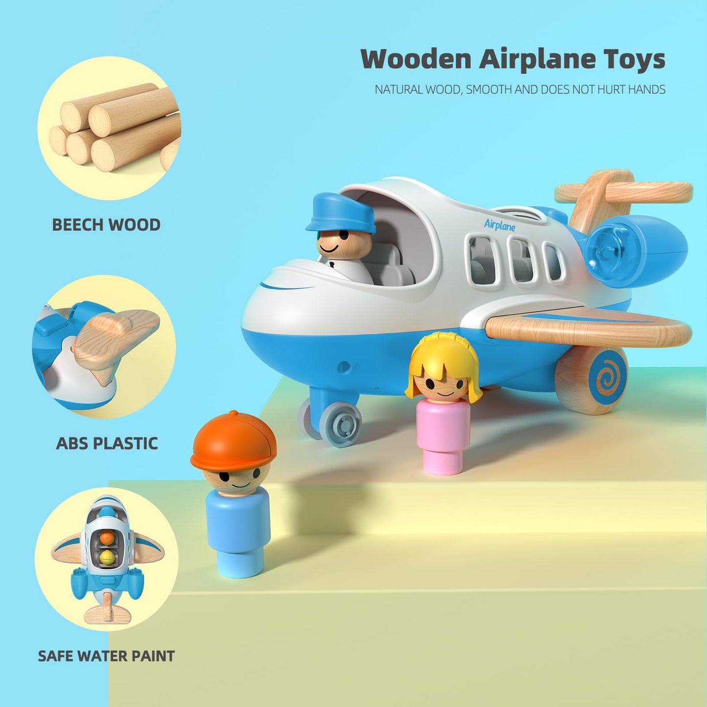 Wanborns Kids Airplane Toy with Sound and Light, Mini Airliner for 18 Months to 5 Years Old Boys Gift