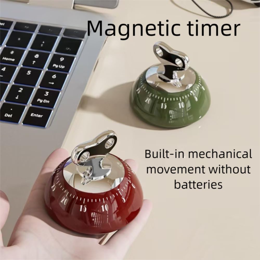 Kitchen Timers for Cooking,100% Mechanical Cooking Timer,Retro Cooking Timer,No Batteries Required,Magnetic Back. (Cream)
