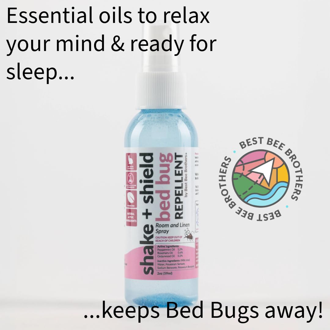 Best Bee Brothers Shake + Shield Room & Linen Bed Bug Spray – Non-Greasy Bug Spray Made with Plant-Based Ingredients, 8 Oz. + 2 Oz.