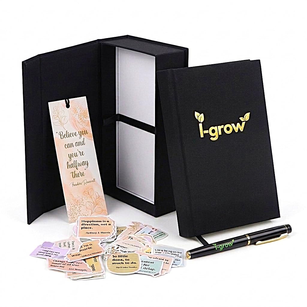 Gratitude Journal for Men & Women (Black) - A5 Hardcover Daily Prompt Journal with Gift Box & Pen - 5 Minute Practice for Mindfulness, Success & Productivity - Includes Stickers & Bookmark - 2026 Gift Set
