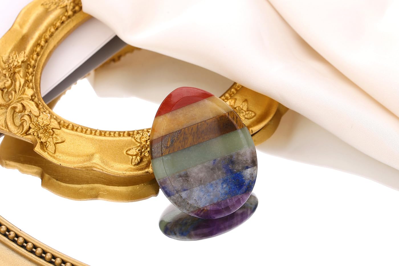 QINJIEJIE Thumb Worry Stone for Anxiety Chakra Crystals Healing Stones Palm Chakra Worry Stone Pocket Meditation Crystal Stress Relief Gifts Valentines Day Stocking Stuffers for Women