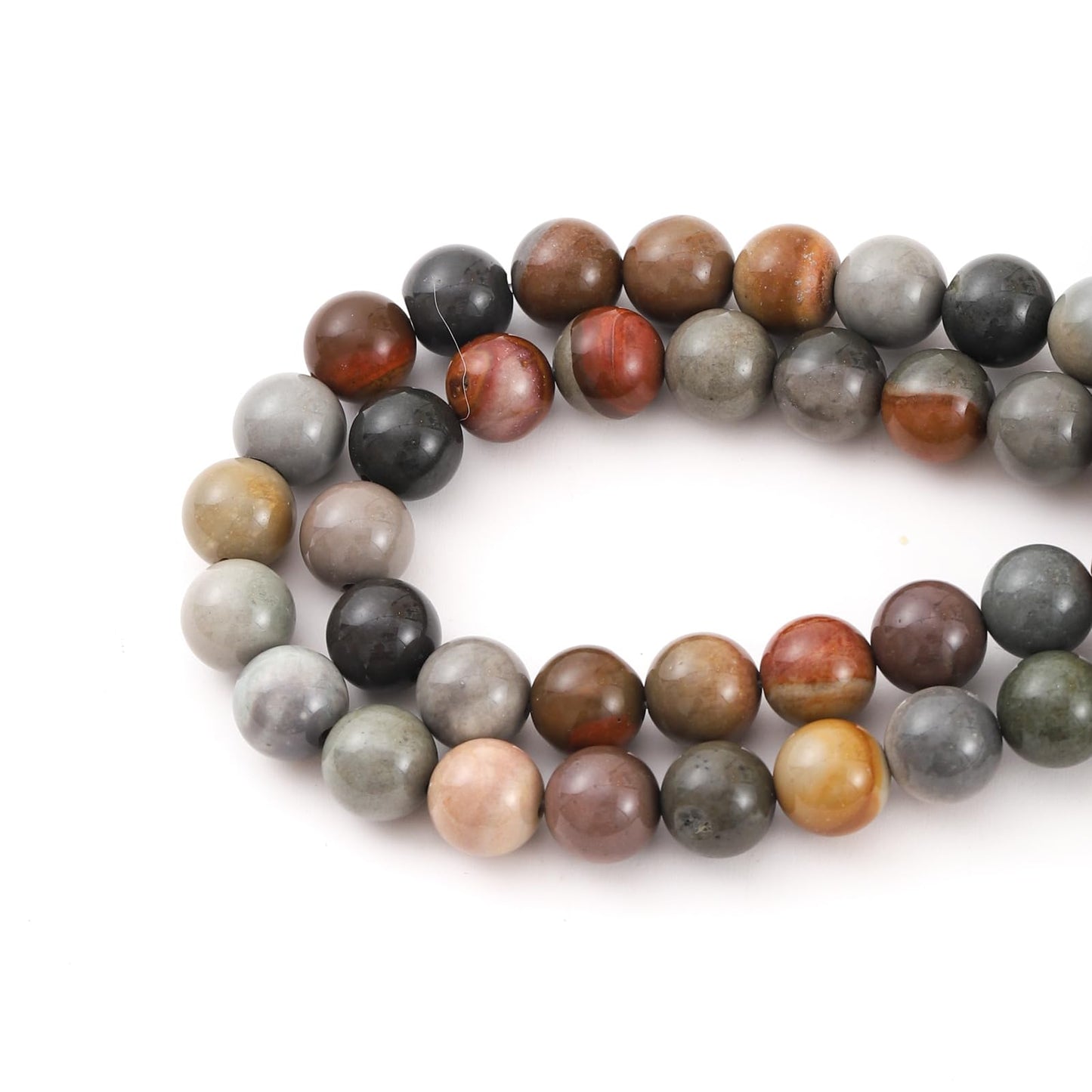 10mm 38pcs DIY Natural USA Picture Stone Beads Round Healing Crystal Gemstone Loose Beads for Jewelry Making Handmade Bracelet Necklace