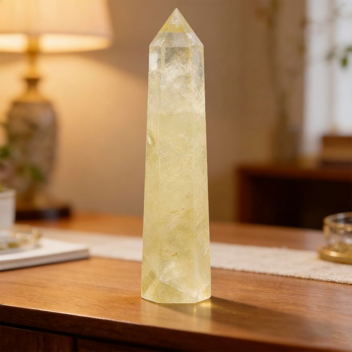 2pcs Natural Citrine Crystal Point Wand 5.8-6.2 inch Raw Stone Hand-Polished Crystal Pillar Chakra Balancing Spiritual Healing & Meditation(Citrine / 5.8-6.2 inch 2pcs)