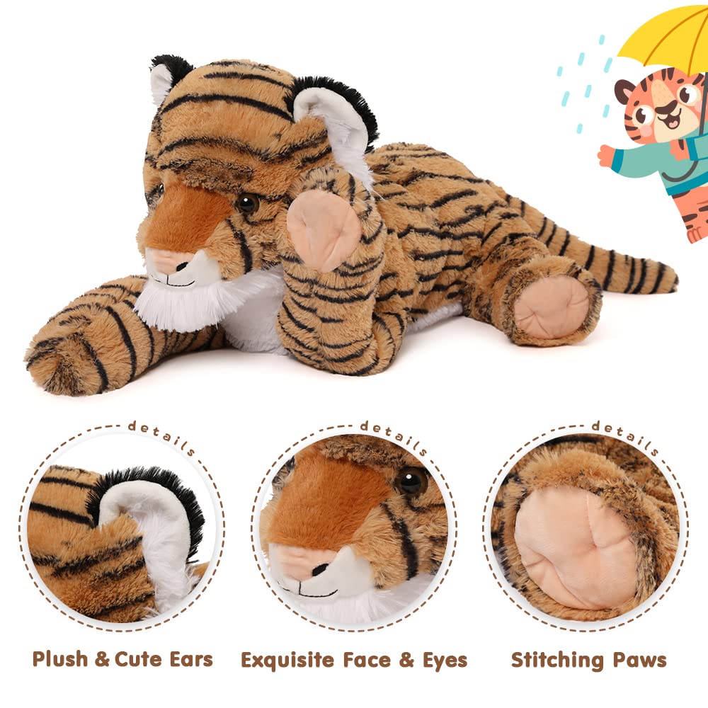 MaoGoLan 20" Tiger Stuffed Animals Set - Giant Stuffed Mommy Tiger with 3 Babies Plush Toy Birthday Gift for Kids Boys Girls - 4PCs Large Wild Zoo Stuffed Animal Plush Toy Christmas Baby Shower Decor
