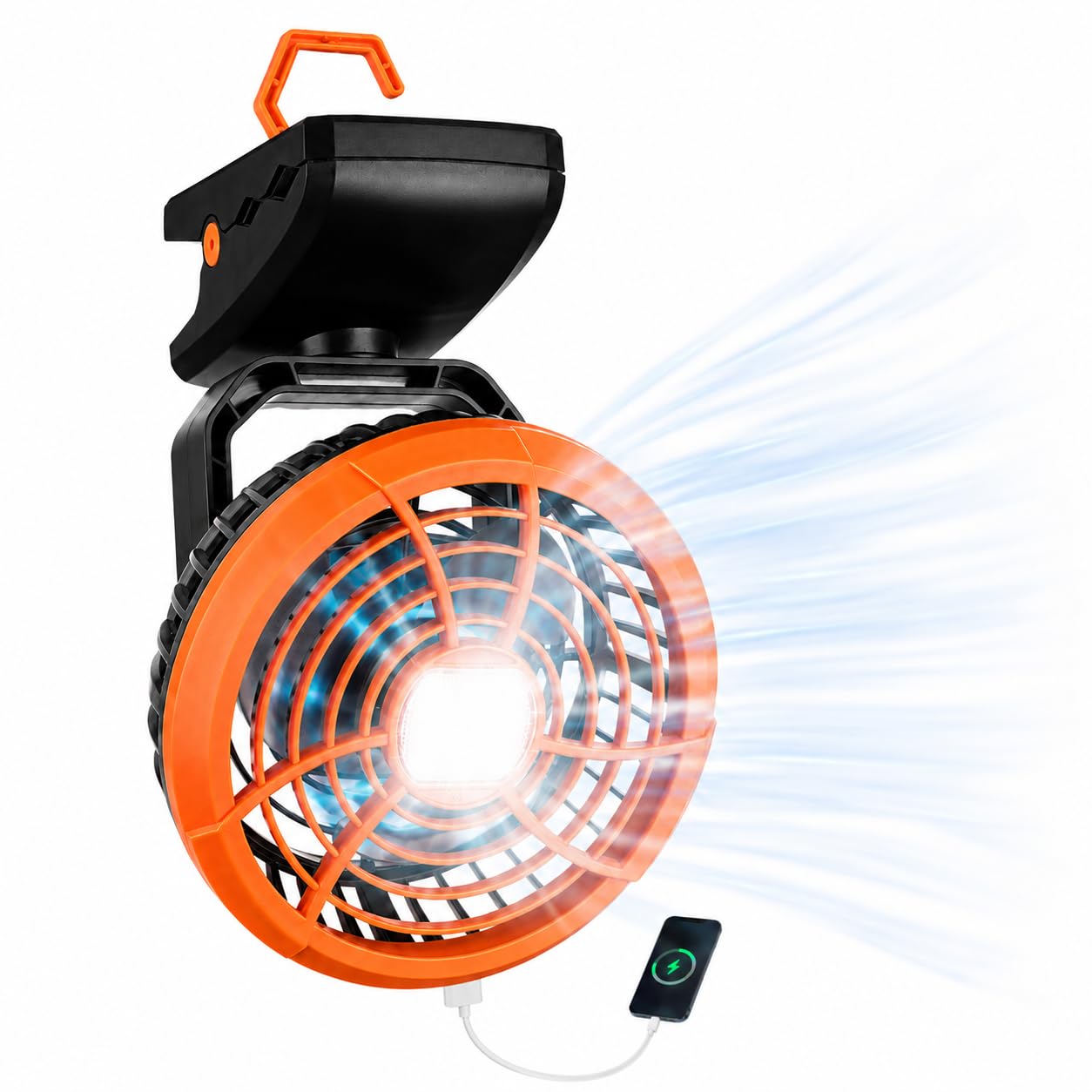Durapower Clip-on Camping Fan with LED Lantern, Magnetic Base & Hanging Hook – Ideal for Travel, Tent, RV, Picnic, Treadmill, Stroller, Golf Cart & Home