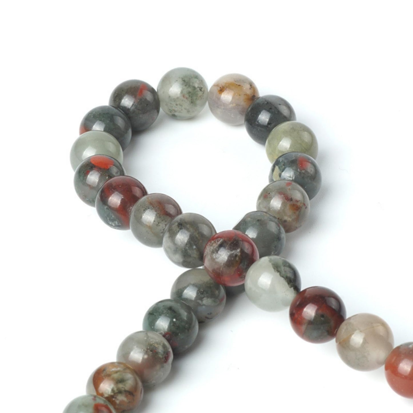 100Pcs Natural Stone 8mm African Blood Stone Round Loose Gemstone Energy Healing Beads Hole Size 1mm DIY Smooth Beads for Bracelet Necklace Earrings Jewelry Making