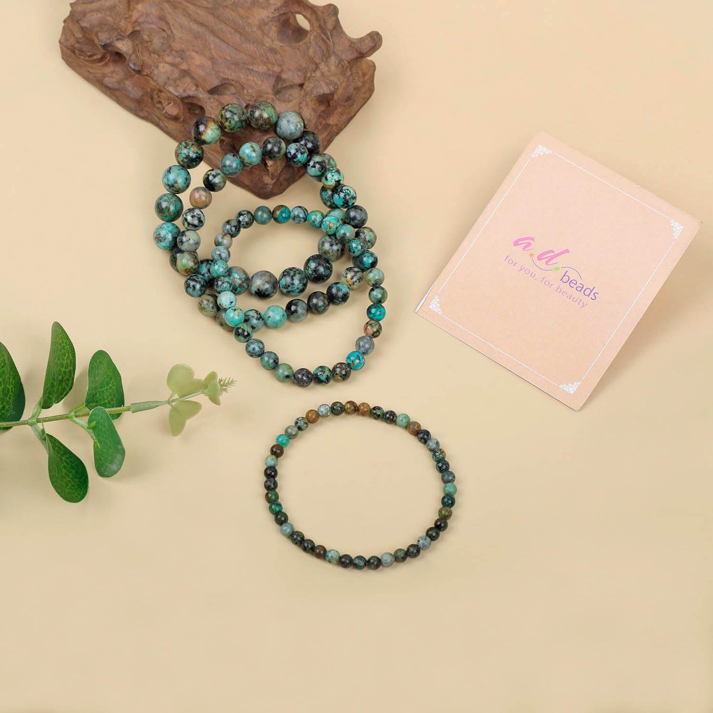 AD Beads Handmade Gemstone Stretch Elastic Bracelet Crystal Healing Reiki Nature's Beauty and Spiritual Essence Unisex (6mm, African Turquoise (Spiritual Growth))