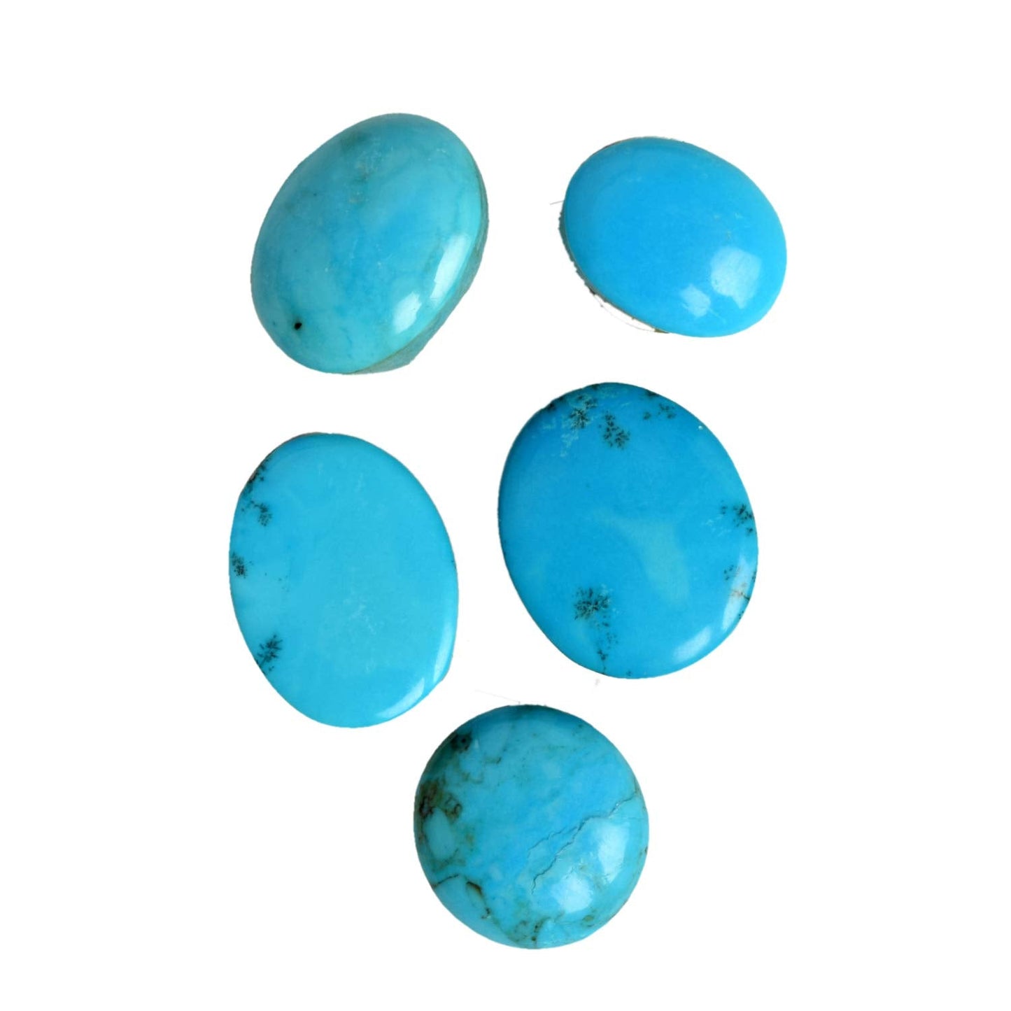 GEMHUB AAA++ Natural Blue Turquoise 100 Ct Lot of 5 pcs Cabochon Loose Gemstones BS-104