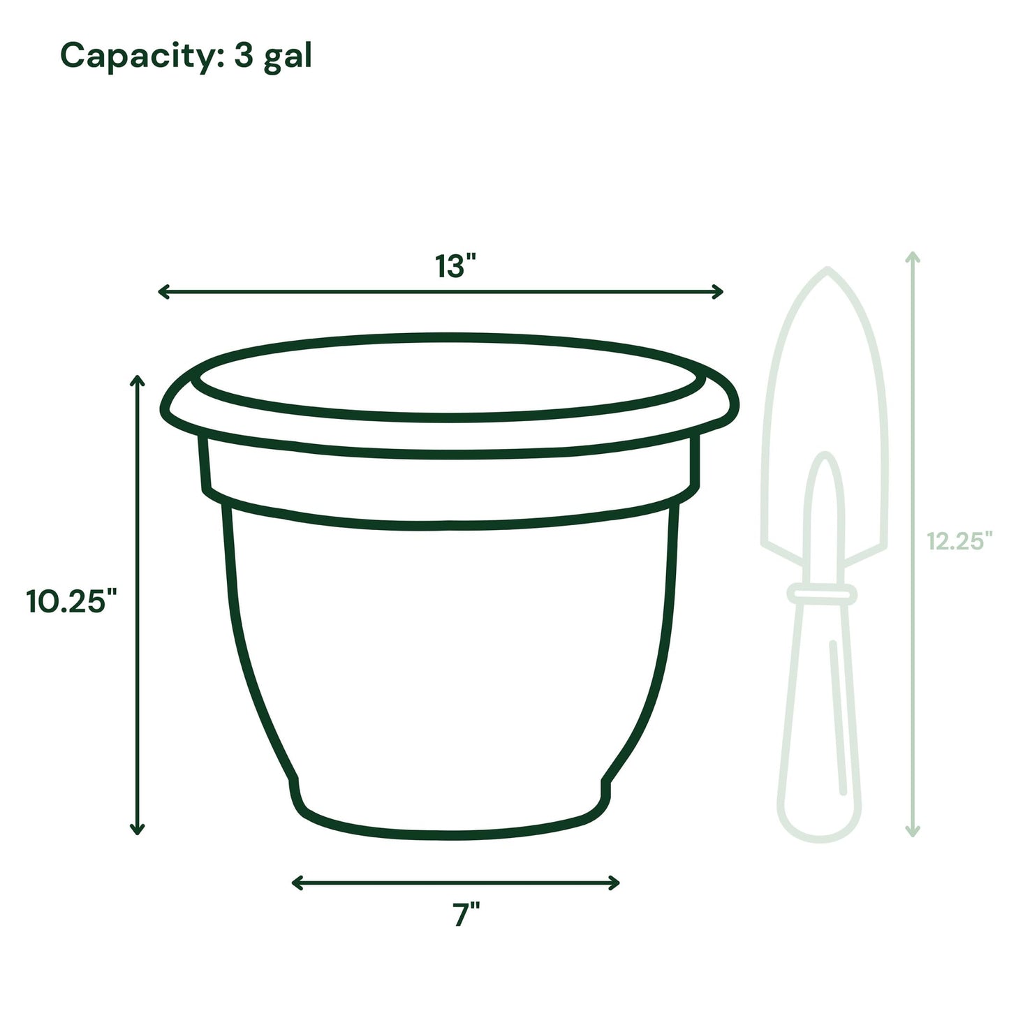 Bloem Ariana 12" Self-Watering Plastic Planter - Rolled Rim Indoor/Outdoor Garden Pot, Charleston Green, 2-Pack