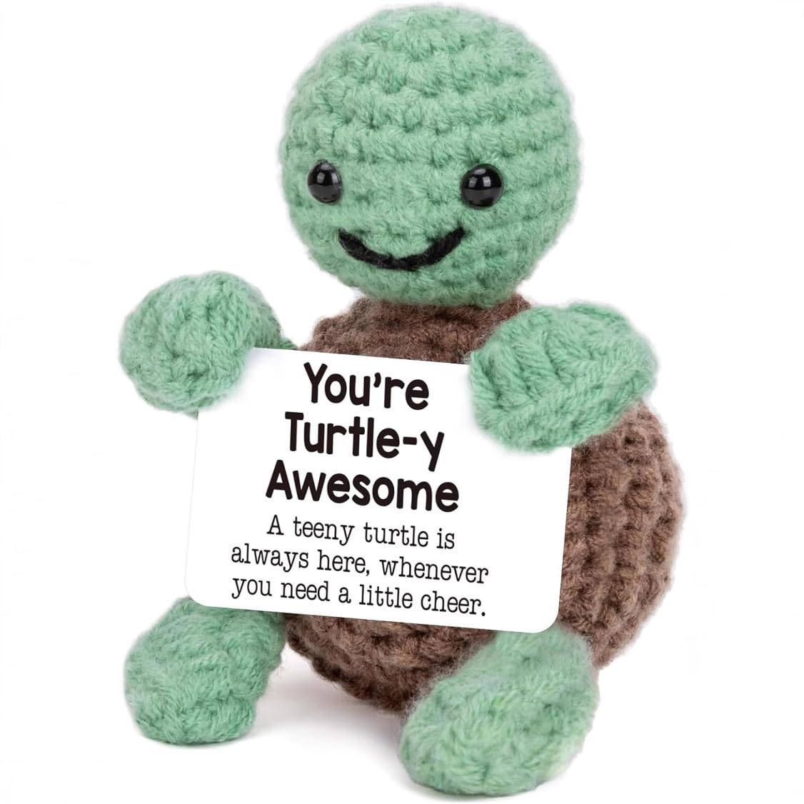 Fydatrading mini Positive Dolls Bulk Gifts - 4pcs Cute Emotional Support Animals Desk Decor with Cards, Emotional Support Crochet Animals for Friends, Funny Knitted Small Gifts for Christmas.