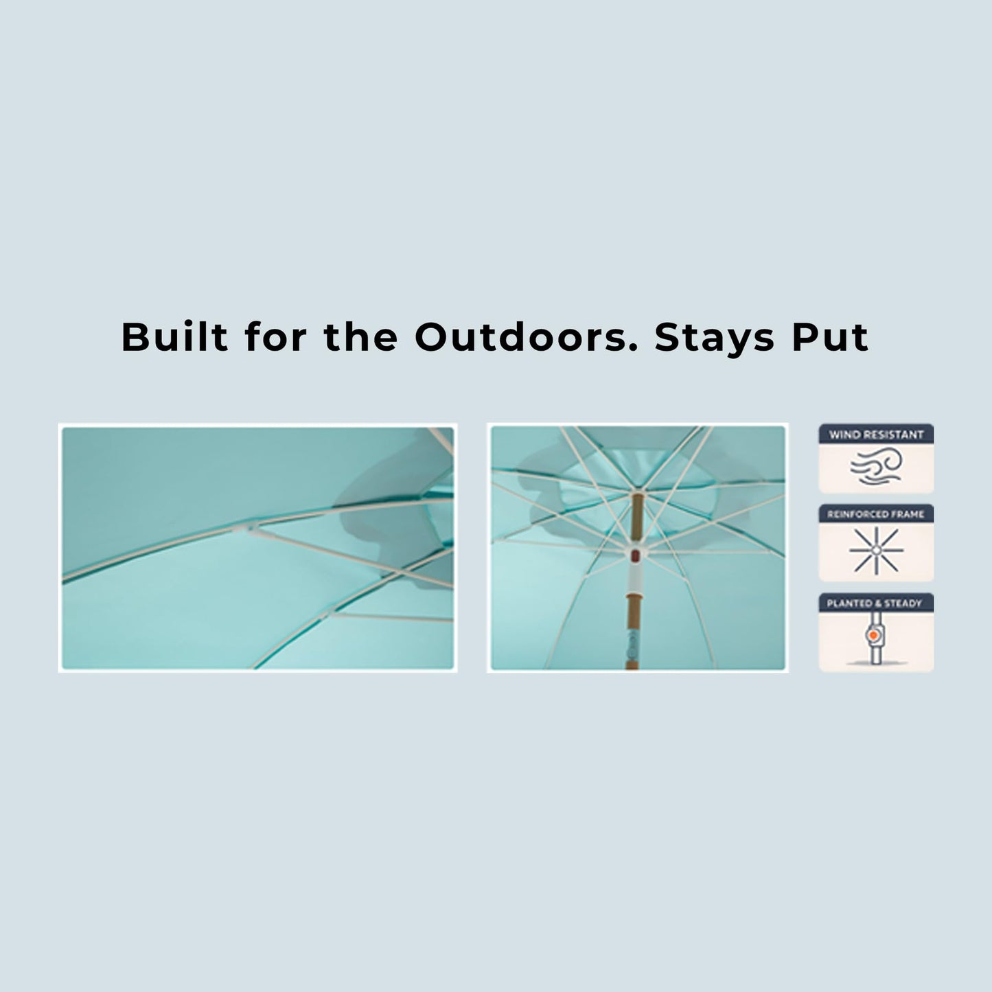 DEER LAND 6FT Patio Beach Umbrella for Outdoor, UPF 50+ Sun Shade for Patio, Backyard, Garden, Pool and Beach, Tilt Adjustable, Portable, Harbour Cypress Green