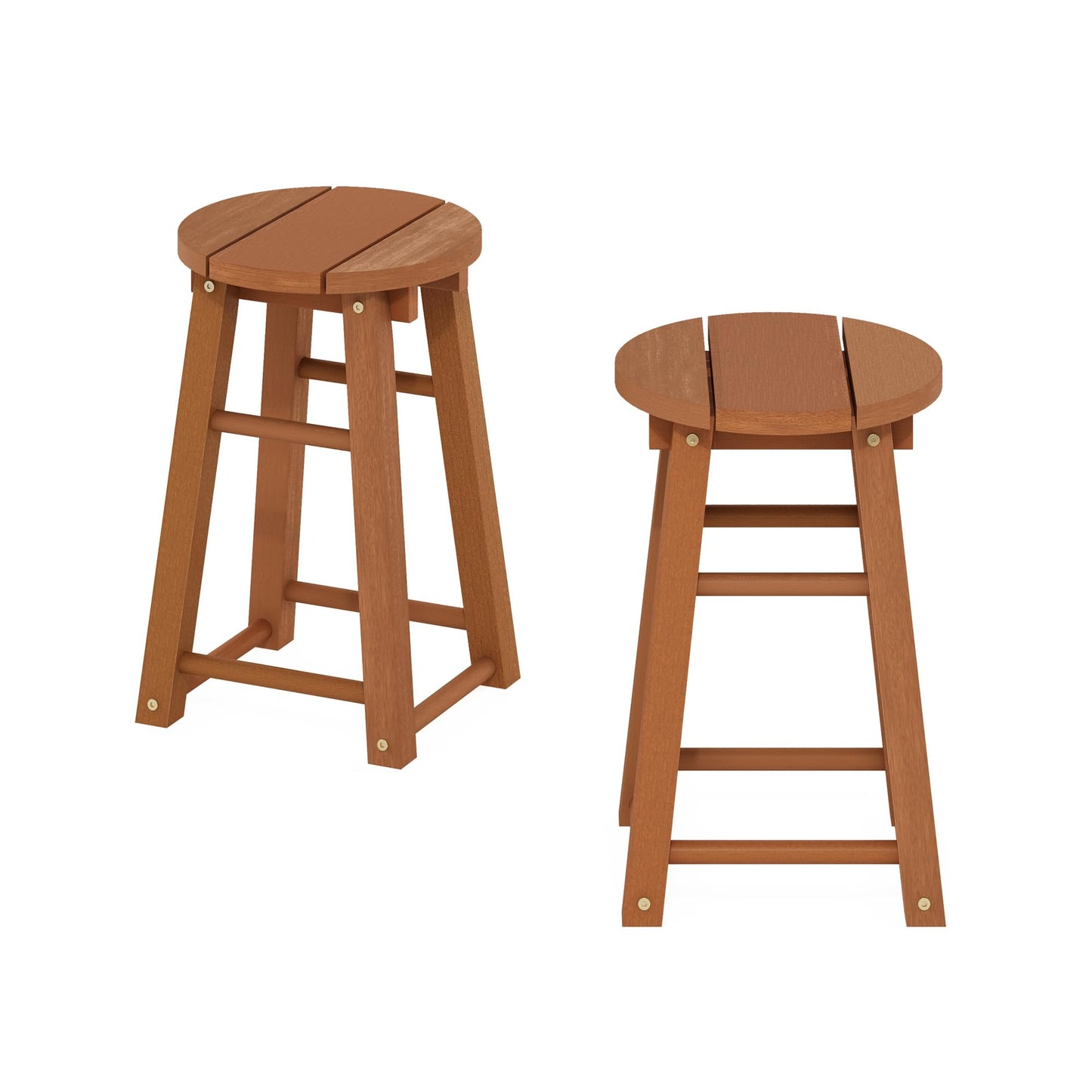 Furinno TIOMAN Outdoor Barstool, Set of 2, 18 Bar Stool in Teak Oil, for Patio, Garden, Porch, Natural