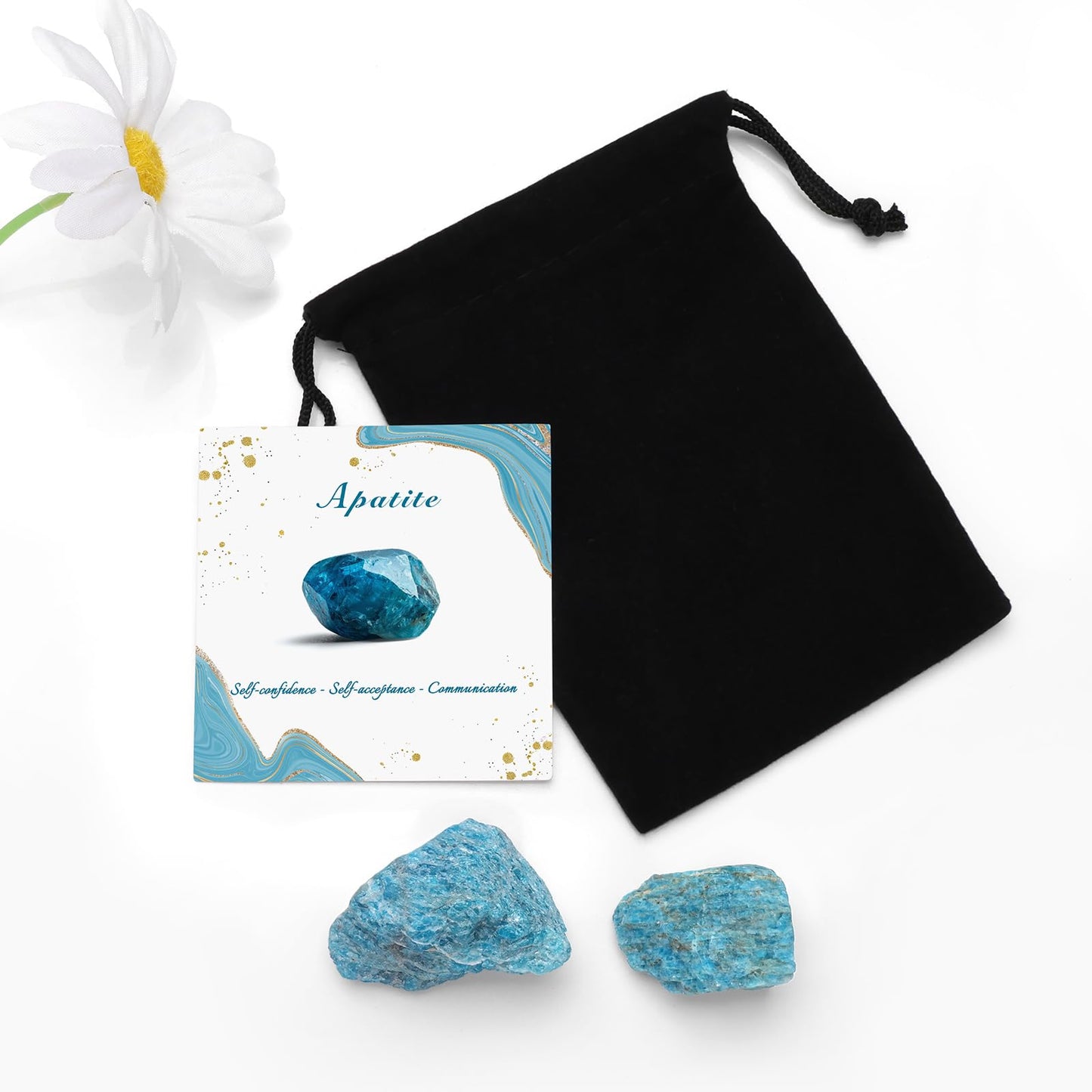 GolbalJew Apatite Natural Raw Crystals 2PCS Healing Crystal Stones 1.2-2.0” Reiki Healing Gemstones for Meditation Chakra Balance Home Decor