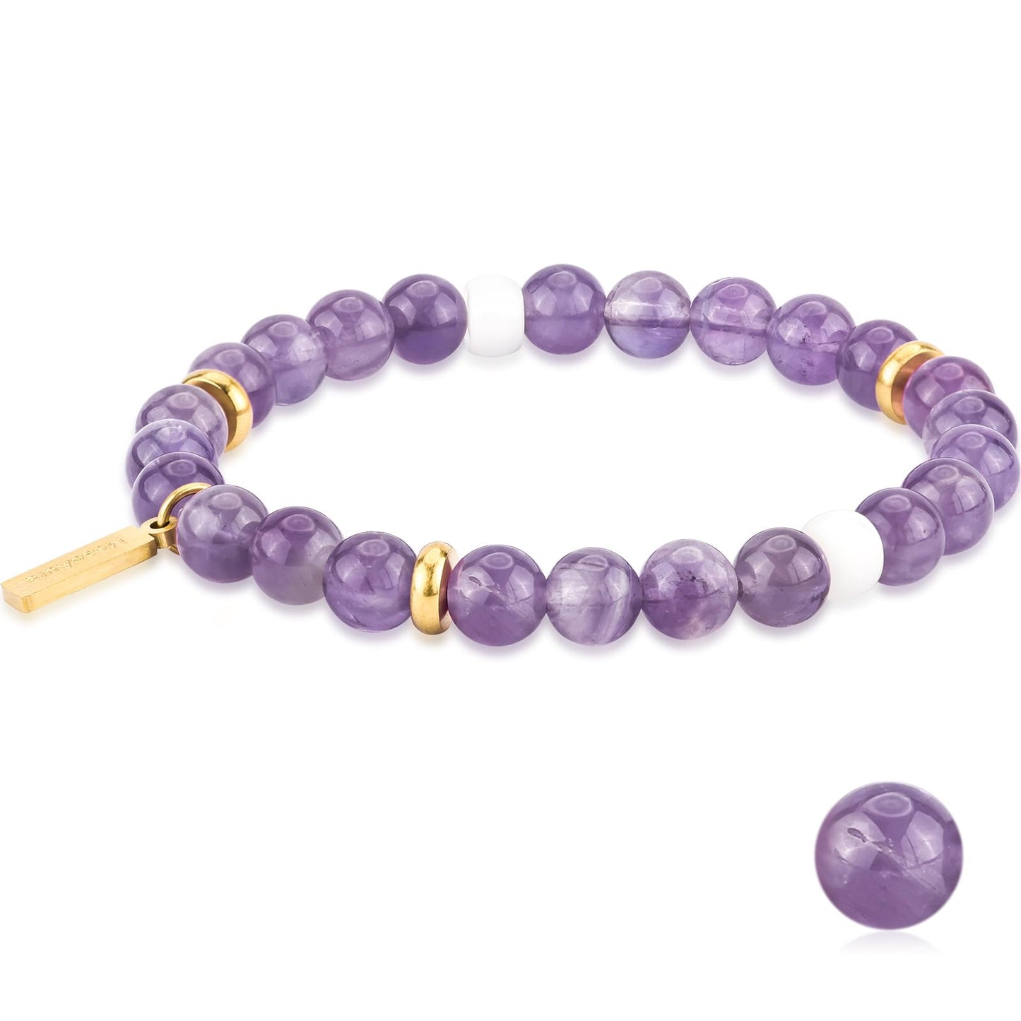 MesoAura Natural Garnet Bracelet – handmade Crystal Healing Jewelry for Women & Men – Root Chakra Balance, Vitality & Courage Energy Stone – Zodiac Capricorn Aquarius – Spiritual Gemstone Beaded Bracelet (Crown Chakra – Amethyst Arpeggio bracelet)