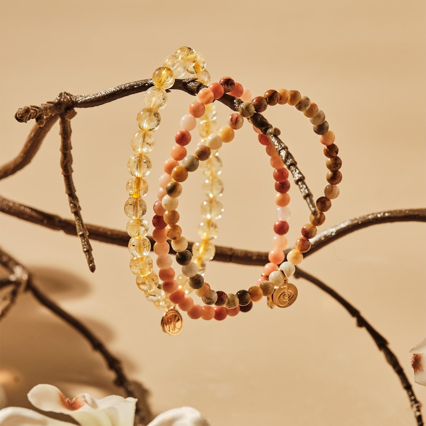 Joy Crystal Bracelet Stack 4mm – Healing Stone Beaded Bracelets – Orange Aventurine,Crazy Lace Agate, and Citrine, Spiritual Energy Jewelry for Motivation, Uplifting Energy, Abundance– Elastic, Unisex, Gift-Ready