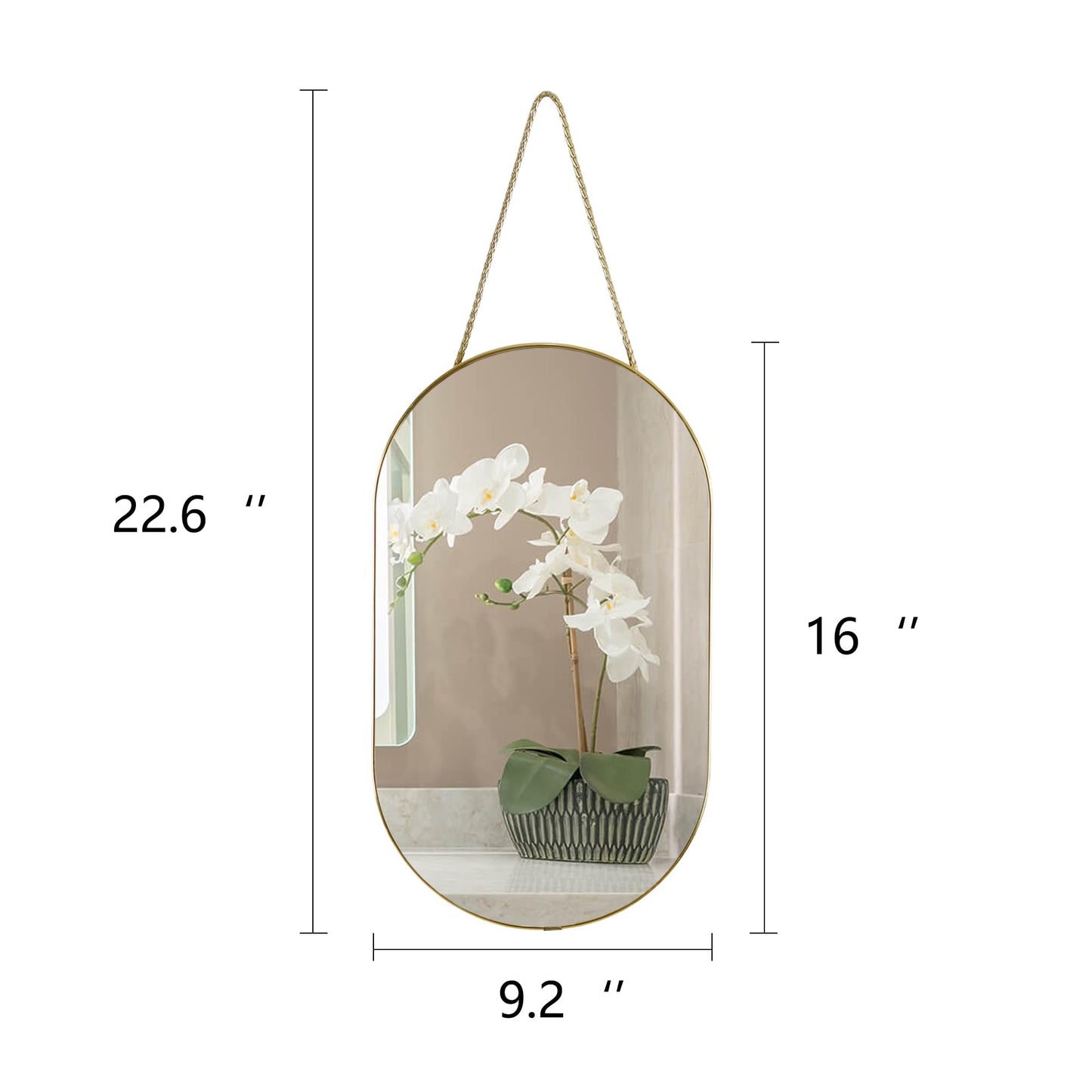 YCHMIR Oval Wall Mirror, Gold, Oval Shape, for Bathrooms and More (16x9.2 inch)