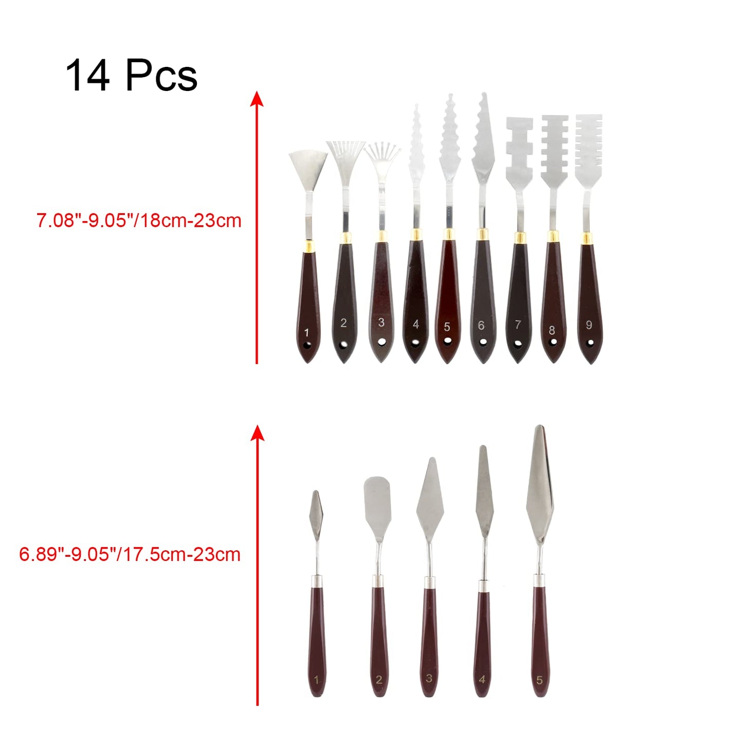 Suiwotin 14pcs Palette Knife Set, Stainless Steel Painting Knife Set, Wooden Handle Paint Spatula Painting Tools, Color Mixing Scraper Pallet Knife for Oil, Acrylic, Canvas Painting