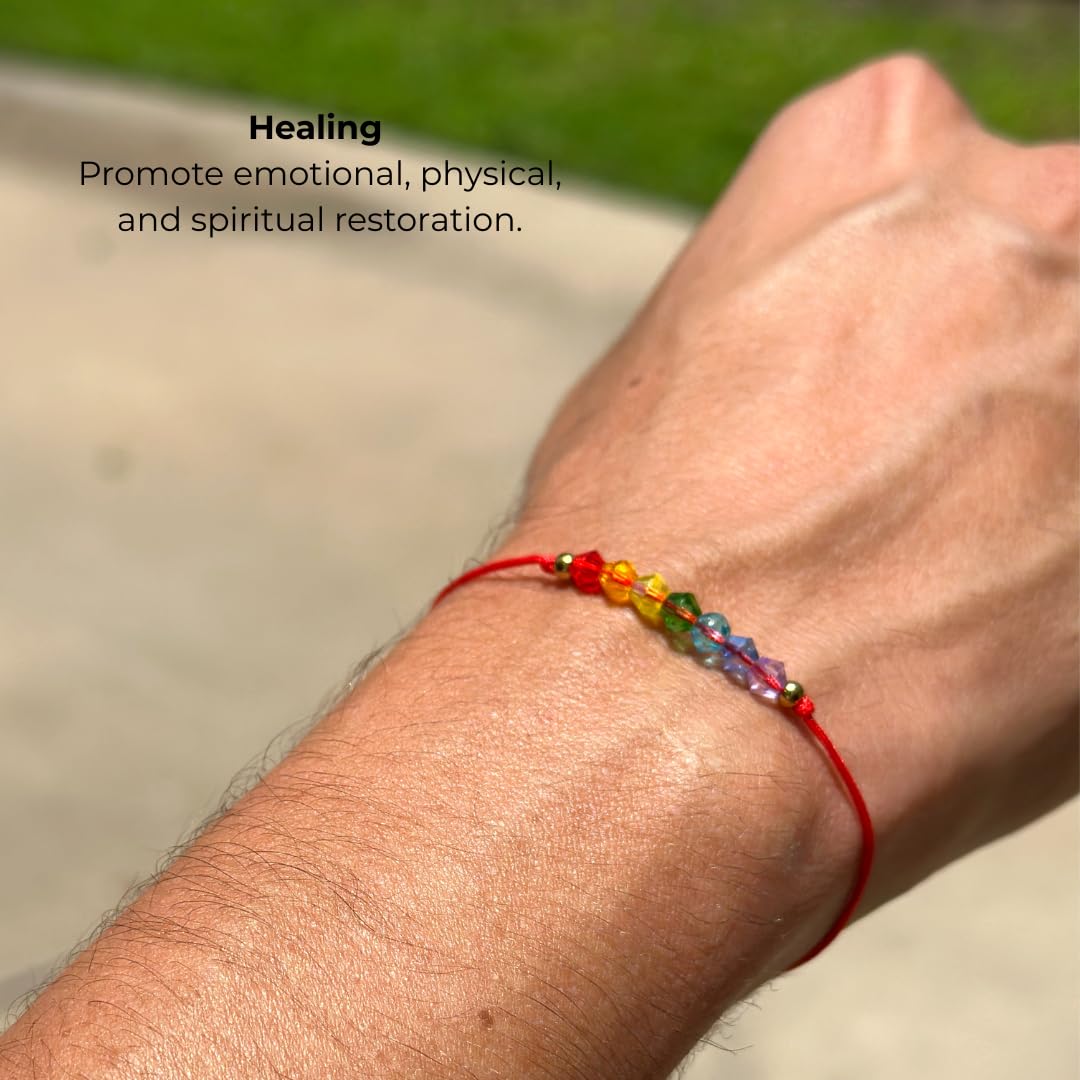 Magic Allure Red String Bracelet – 7 Knot Protection Amulet & Evil Eye Bracelet. Handmade Adjustable. Good Luck Red cord. Waterproof Jewelry. Gift for Men & Women (Chakra-1Unit)