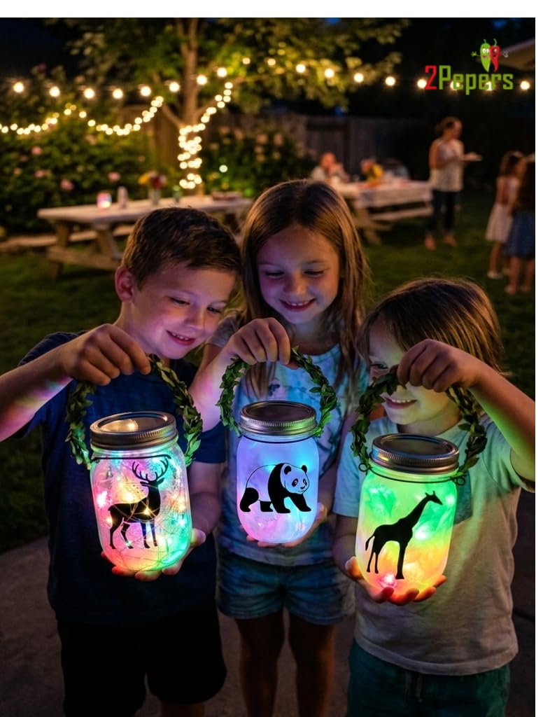 2Pepers DIY Zoo Animal Toy Night Light Art and Craft Kit for Kids Ages 3-12 Years, Animal Gift for Boys & Girls Birthday Present, Safari STEM Project Set, Jungle Sensory Bin Bedroom Decor Activity