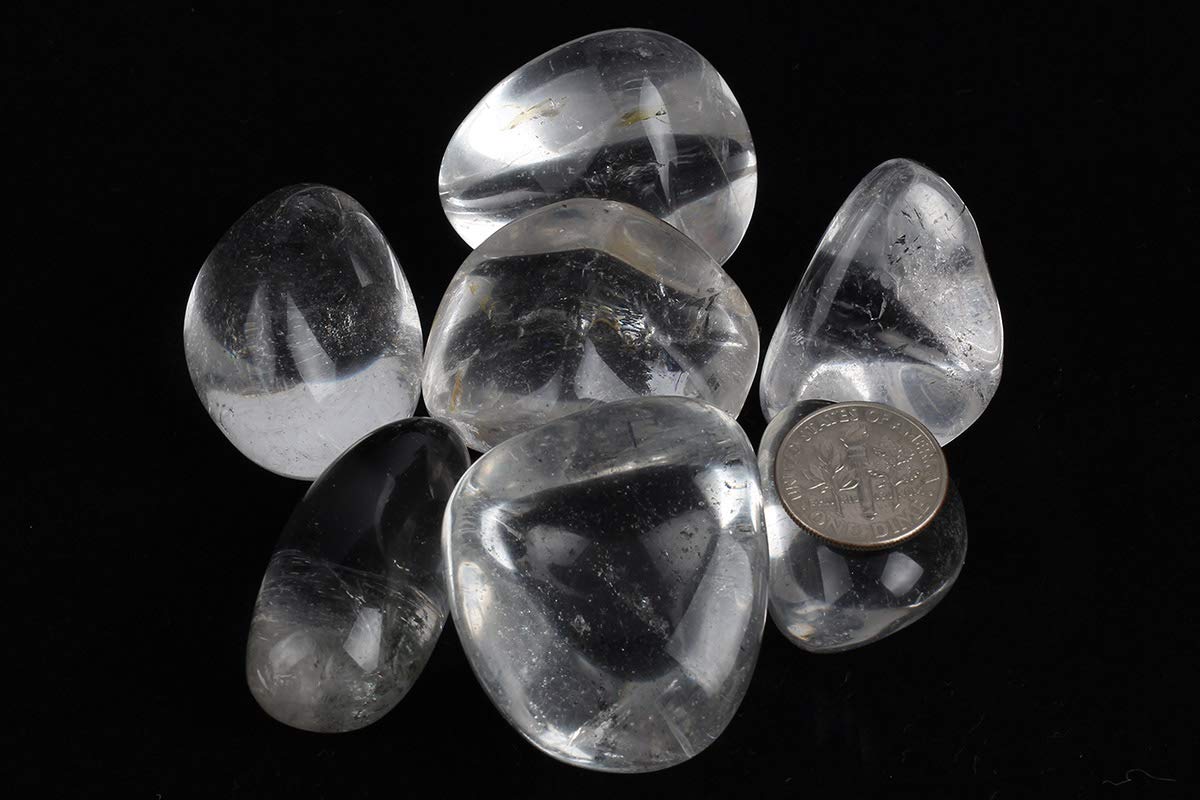 ZenQ 1/2 lb Tumbled Clear Quartz Stones for Wicca, Reiki, and Energy Crystal Healing, Natural Clear Quartz Crystal from Brazil