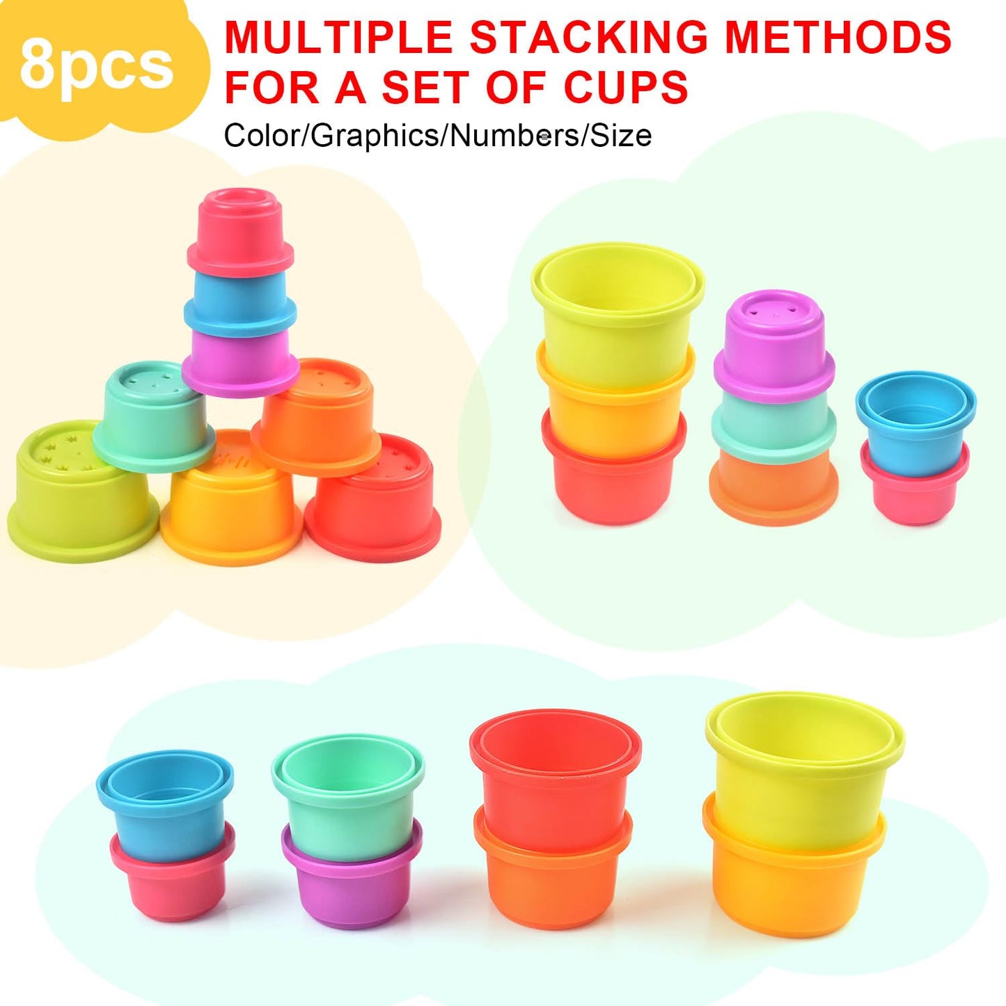 Cosaway Baby Stacking Nesting Cups Toys, Baby Toys 6 to 12 Months, Montessori Toys for Toddler Gifts 1 Year Old (617-97)